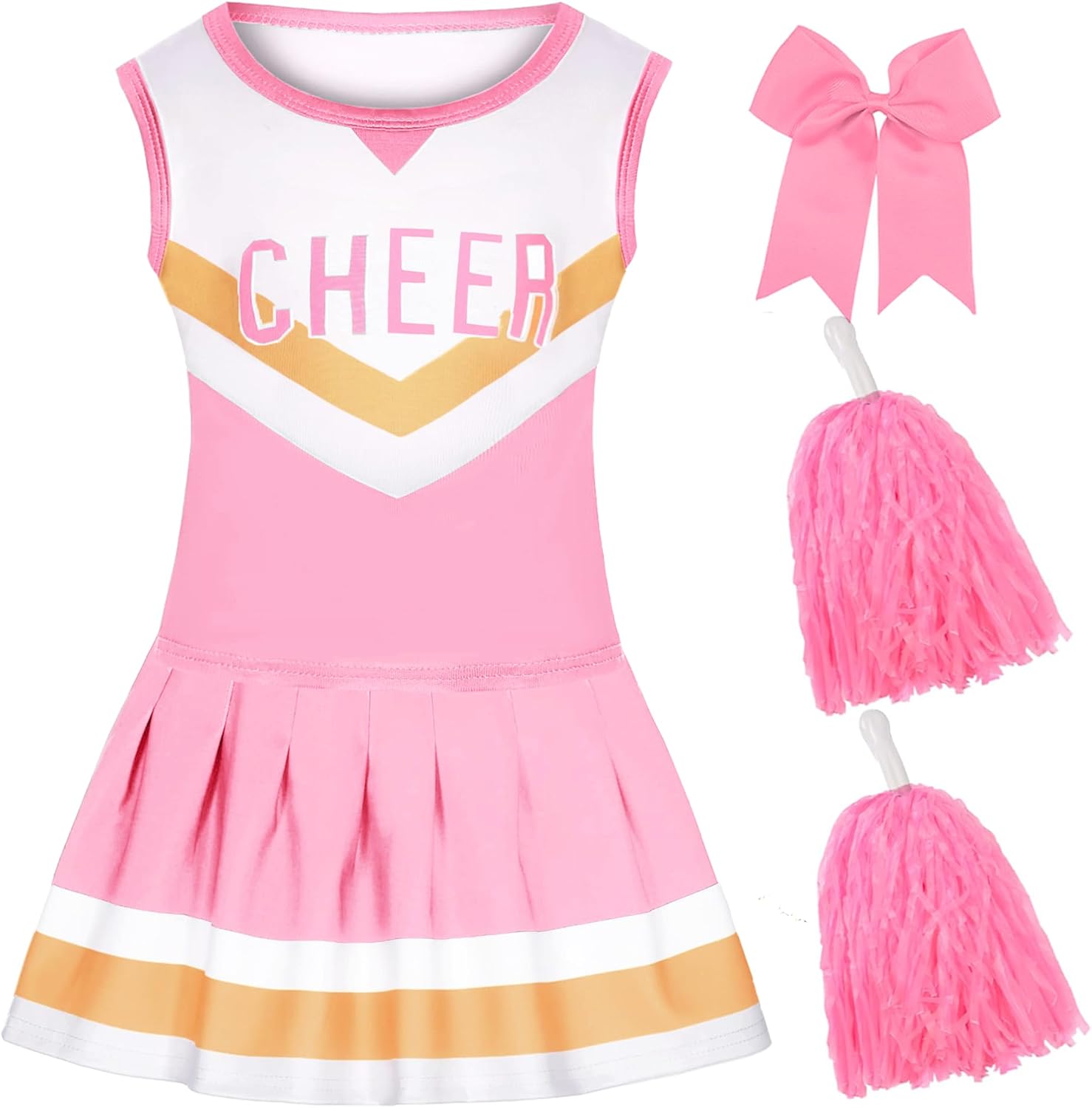Cheerleader Costume for Girls Toddler Cheerleader Outfit Baby Cheerleading Costume for Kids 1-10 Years