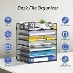 7-Tier Organisateur de fichiers papier pour bureau, organisateur de fichiers Mesh Desk avec poignée, classeur de fichiers papiers pour bureau Home School (Noir)