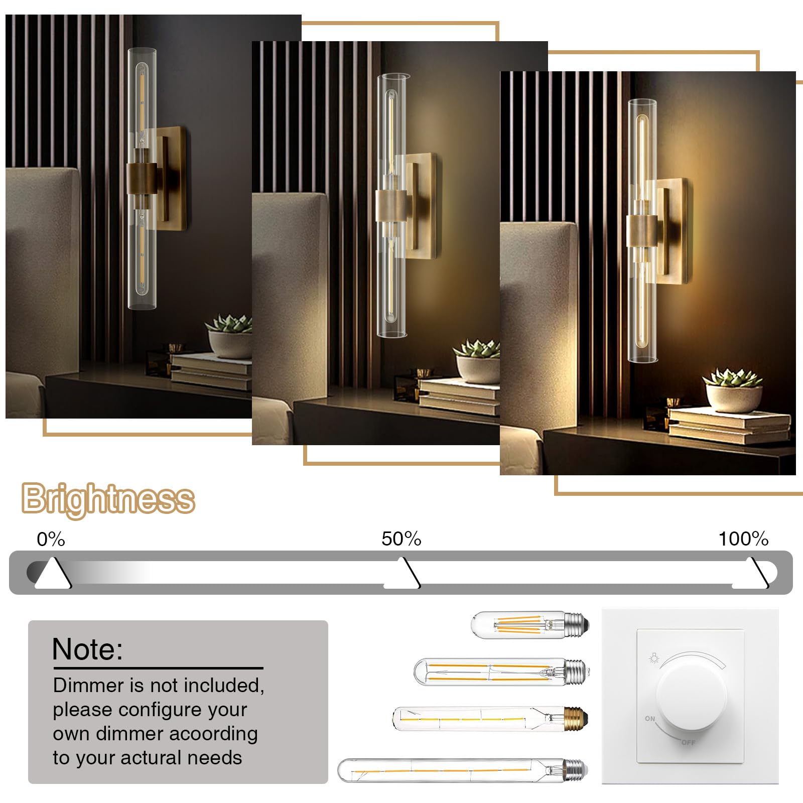 TULUCE 6-Light Bathroom Light, Brushed Nickel Vanity Light Fixture Over, Mirror,Modern Wall Lamp With Clear Glass Shade Wall Sconce Lighting For Living Room, Bedroom, Hallway