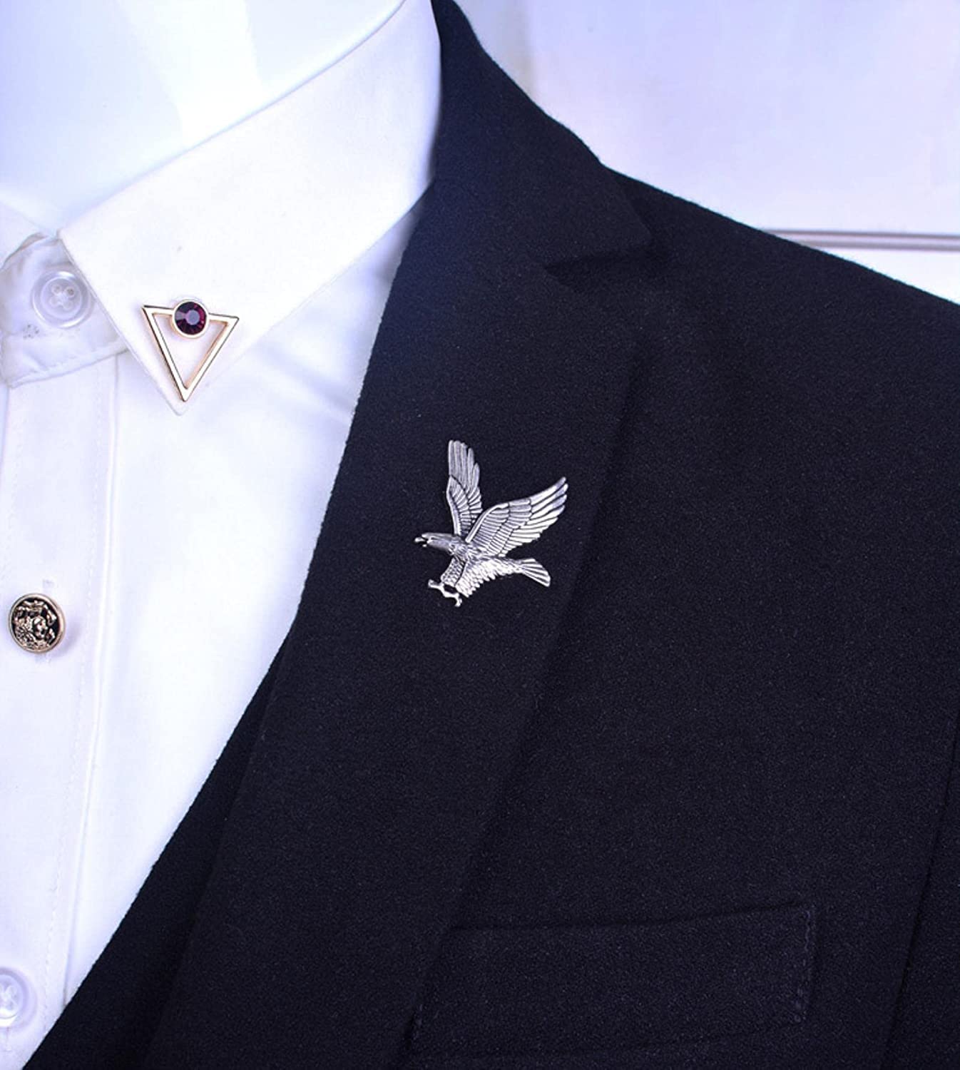 Men New Retro Metal Eagle Bird Men's Brooch Lapel Badge Pin Buckle Suit Shirt Collar Accessories Made in China