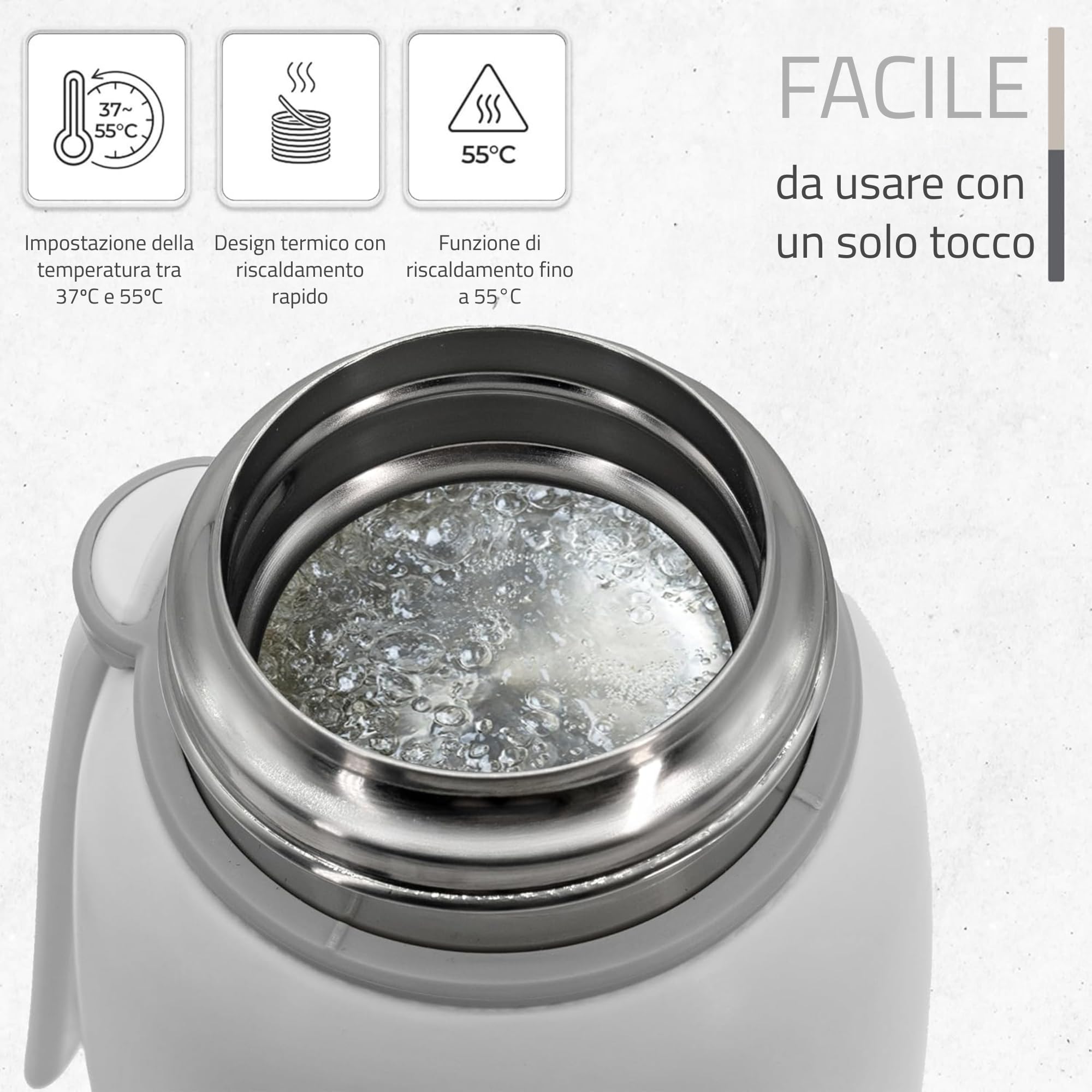 Scaldabiberon Elettrico Portatile - Scaldabiberon da Viaggio per Latte e Acqua, Facile da Trasportare - Temperatura Regolabile, Ricarica USB