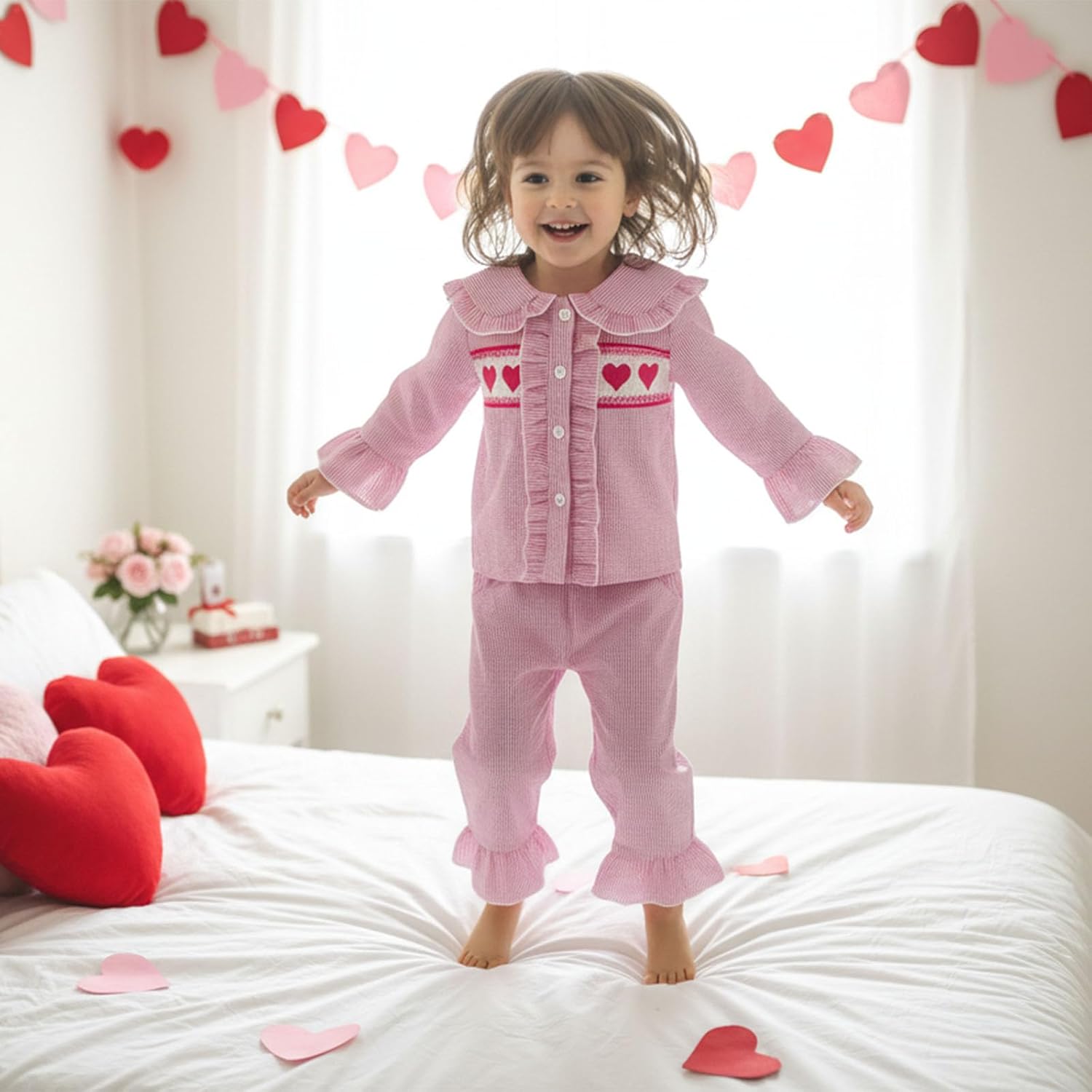 Biayxms Kids Baby Girls Boys Plaid Cotton Pajamas Set Long Sleeve Button Down Shirts Tops and Pants Gingham Pj Lounge Sets - Image 2