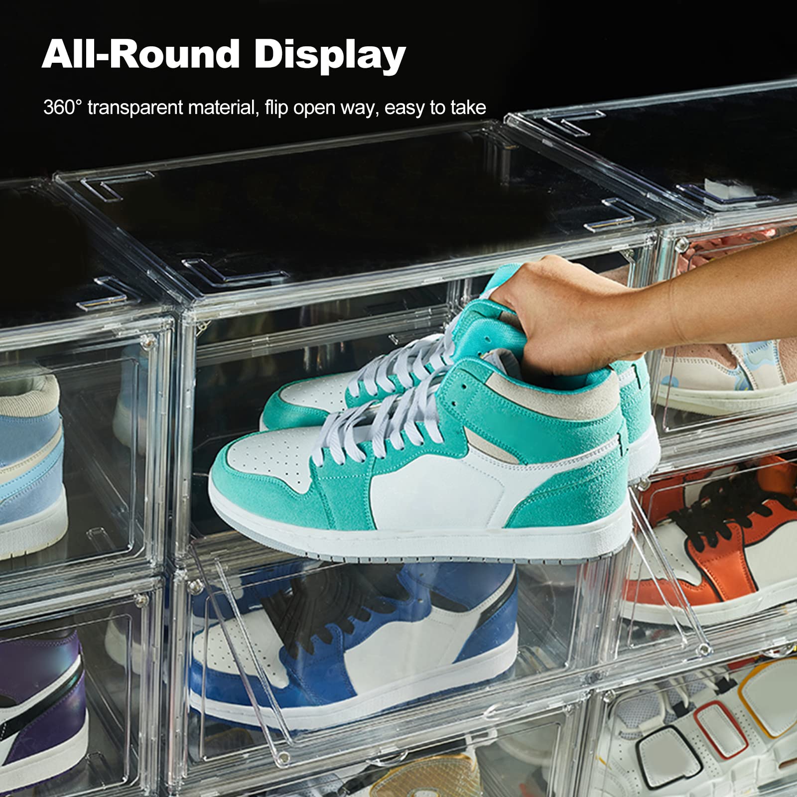 Ergocar Caja de Zapatos de Plástico Transparente, Apilable Caja Almacenaje, Organizador de Cajas de Almacenamiento de Zapatos, Caja de Almacenamiento para Accesorios y Otros Objetos