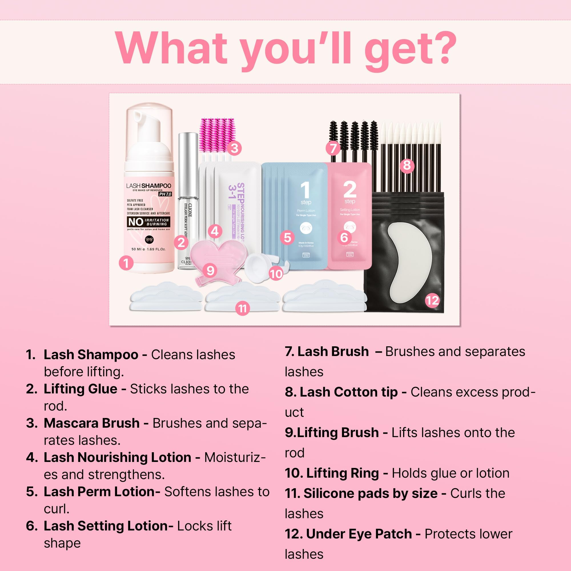 Korean Lash Lift Kit with Silicone Rods