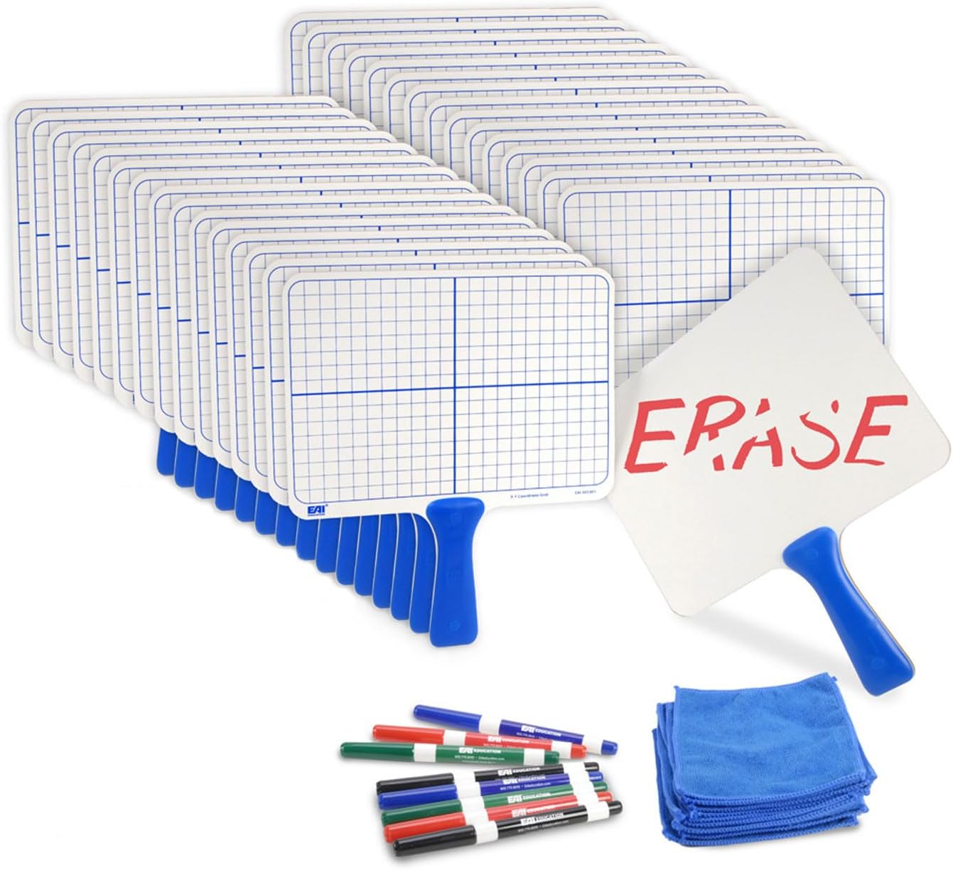 EAI Education Double-Sided X-Y Coordinate Grid Dry-Erase Paddles Kit