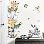 decalmile Jungle Animals Door Wall Decals Safari Elephant Giraffe Wall Stickers Kids Room Baby Nursery Bedroom Door Wall Decor