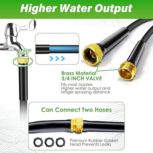 Miniatura 5 de Manguera de jardín de 100 pies, manguera de agua no expandible de 100 pies con boquillas de 10 funciones, sin torceduras, resistente, flexible,
