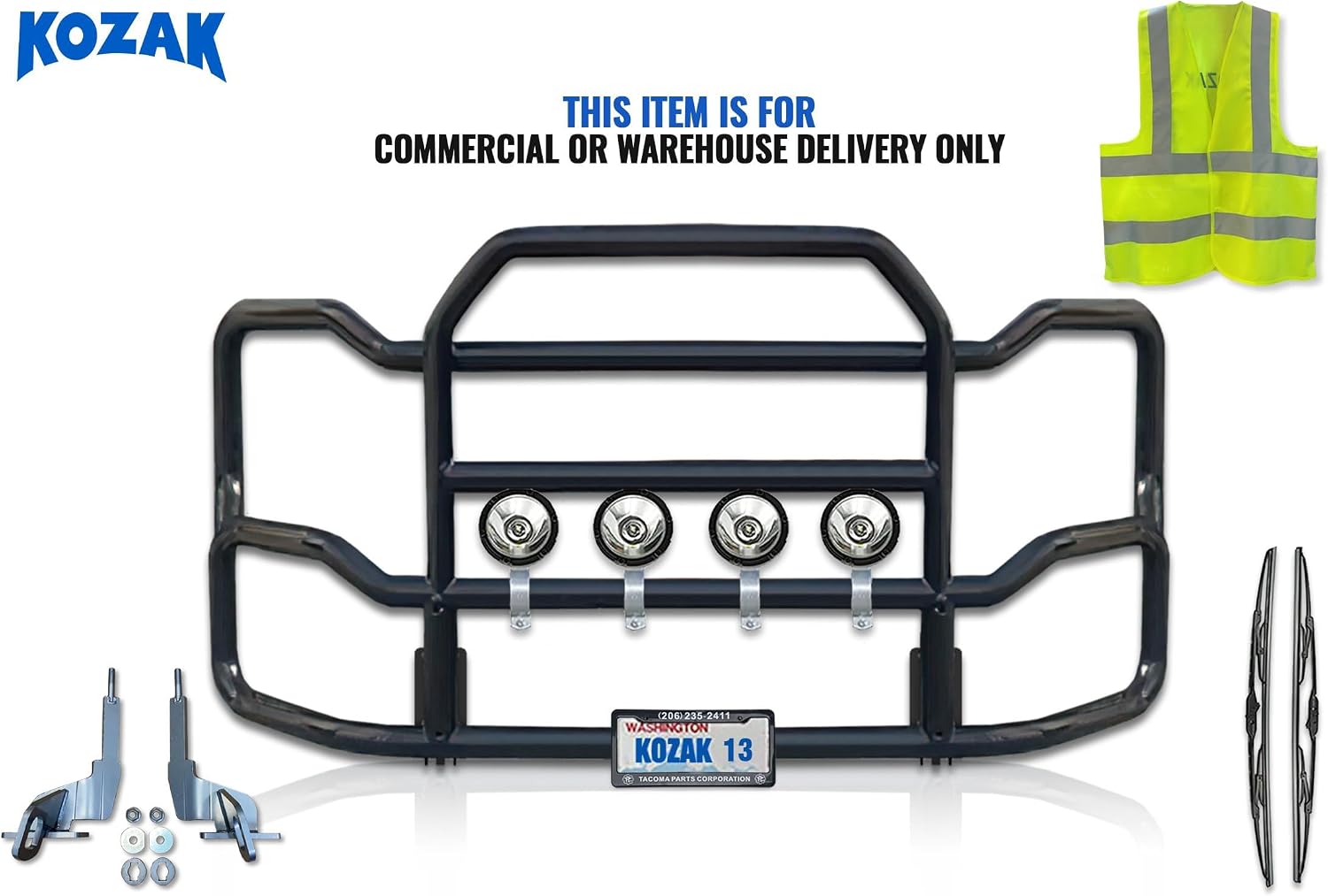 Front Grille Deer Bumper Guard Large for Semi Truck Compatible with Freightliner Cascadia 2018-2025 (92"x40") + Bracket
