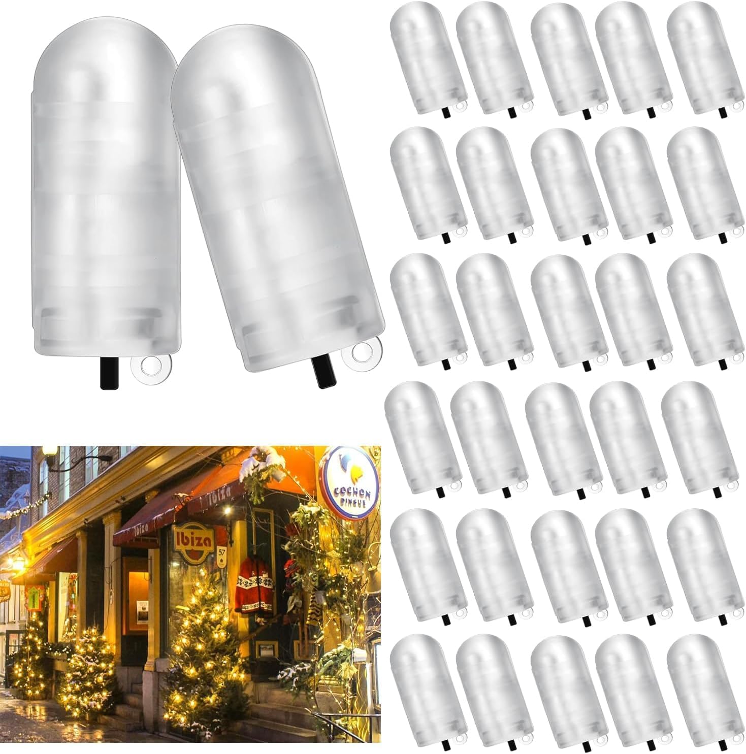 LED Balloon Lights, 30 Pack, Cool White, Battery Operated with Switch and Hook, for Paper Lanterns, Weddings, Parties
