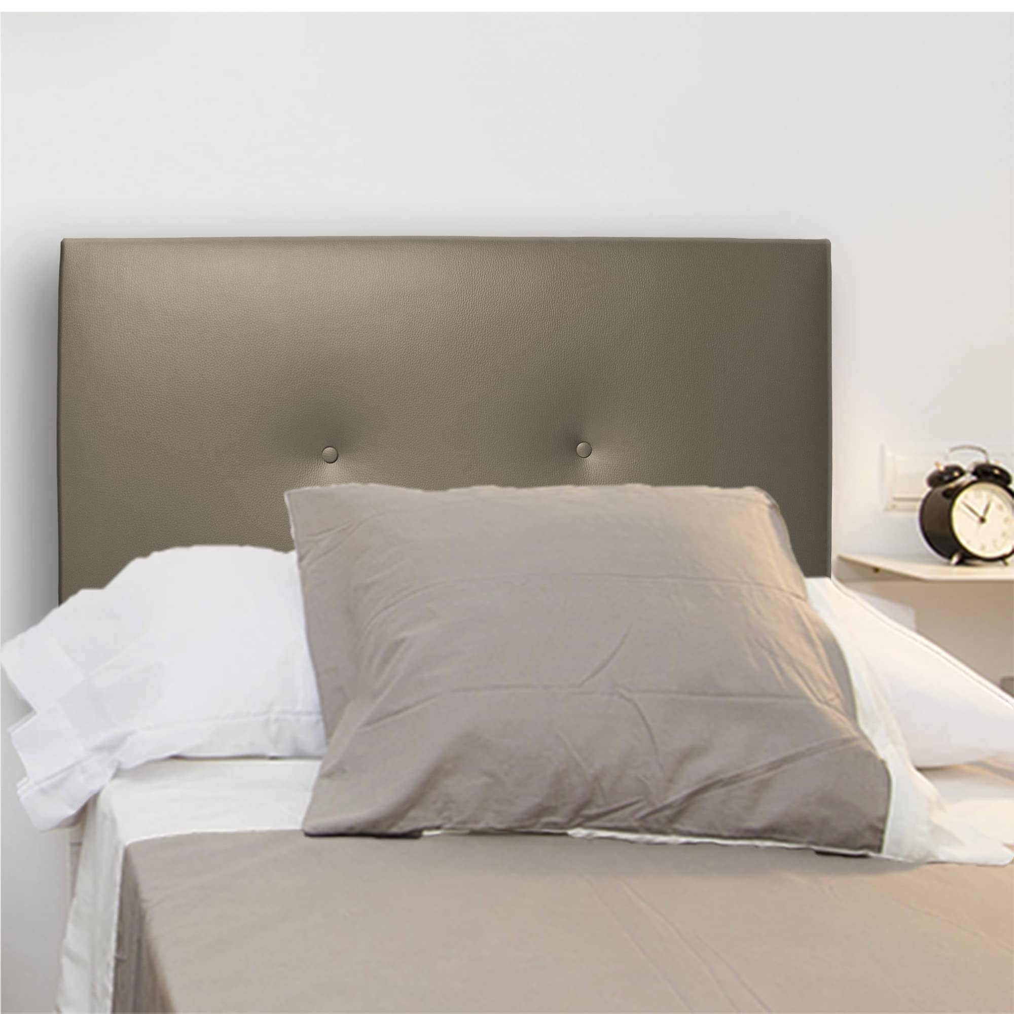 Silcar Home – testiera con rivestimento in ecopelle e fila di bottoni, modello Silvi (visone, 105 cm) – testiera soffice – testiera imbottita – testiera originale