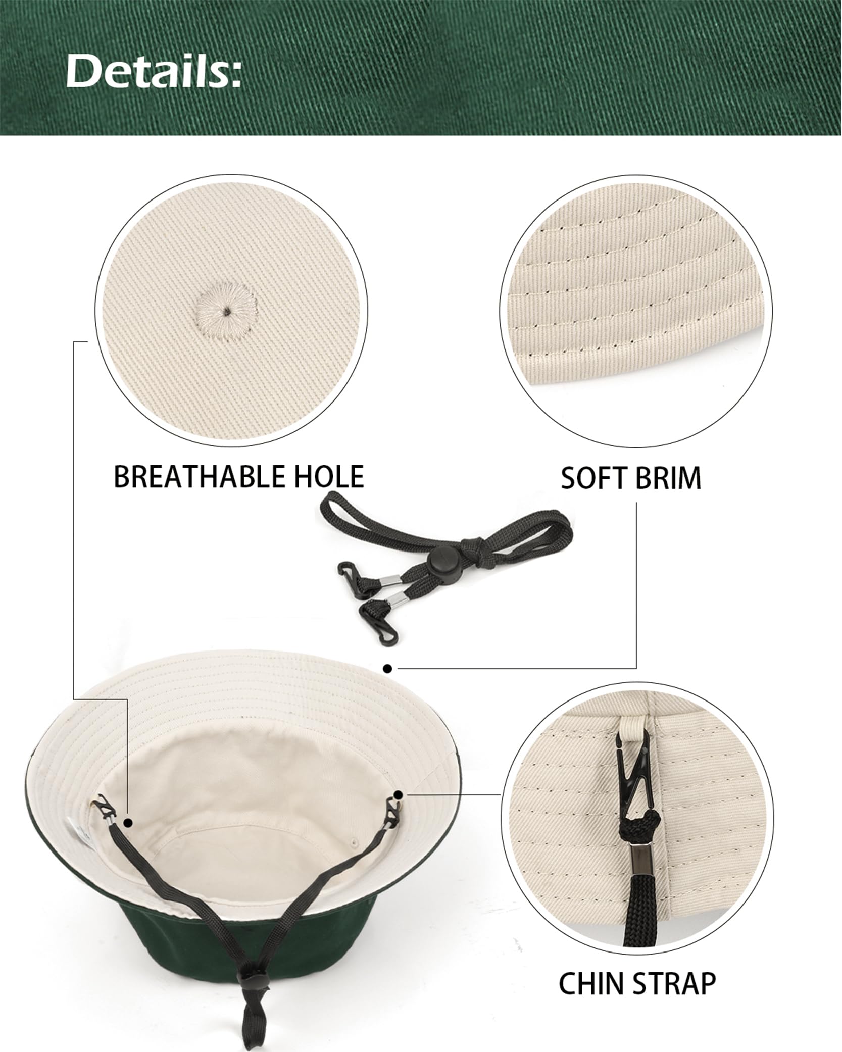 Feng Shui， Sombreros para el Sol L/XL/XX-Large,Sombreros de Pesca Reversibles Grandes,Sombrero de Pescador con protección UV de Doble Cara para Golf, Senderismo al Aire Libre