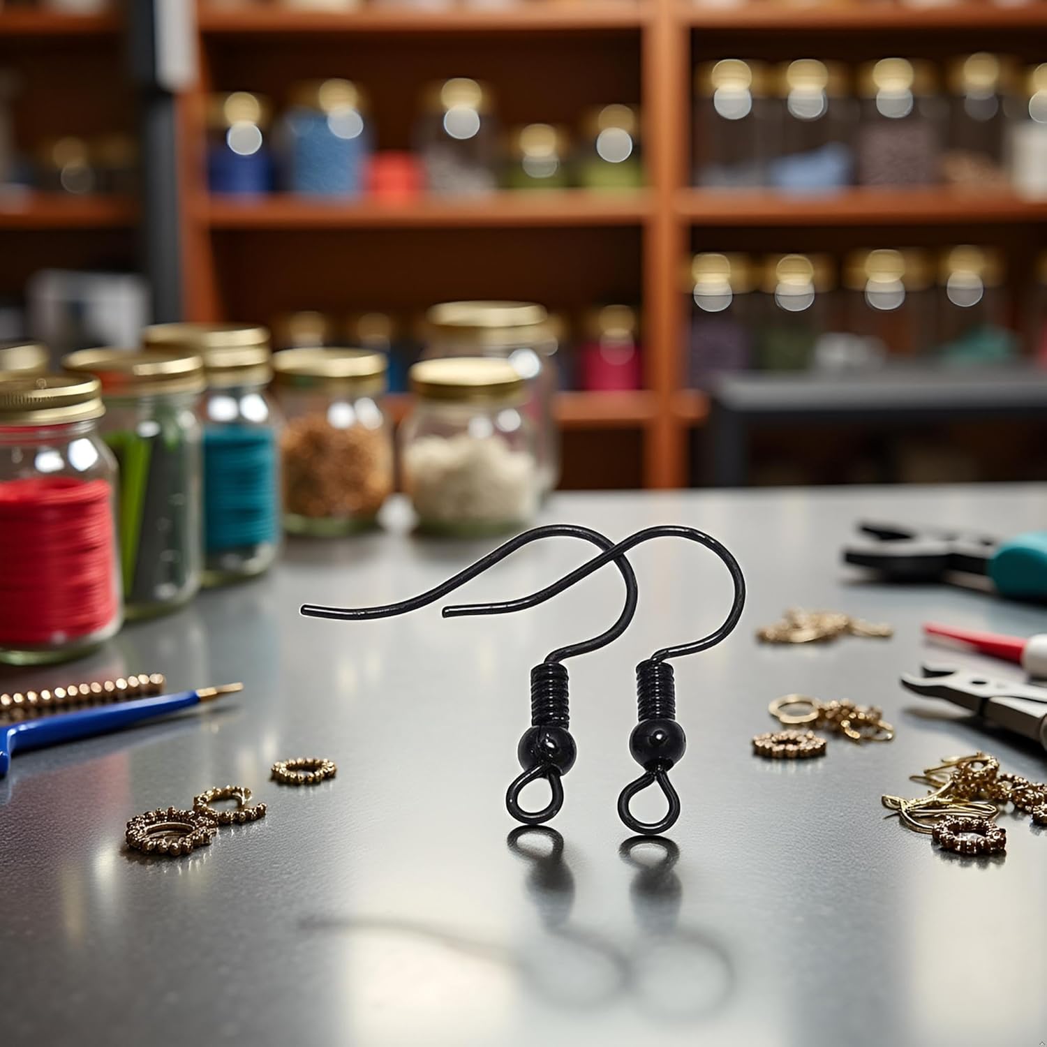 100Pcs Black 20×17mm Black Earring Hooks Hypo-allergenic Ear Wires Fish Hooks with Ball and Coil Earring Wires Jewelry Findings for DIY Jewelry Making Parts Supplies,Jewelry Findings - Image 4