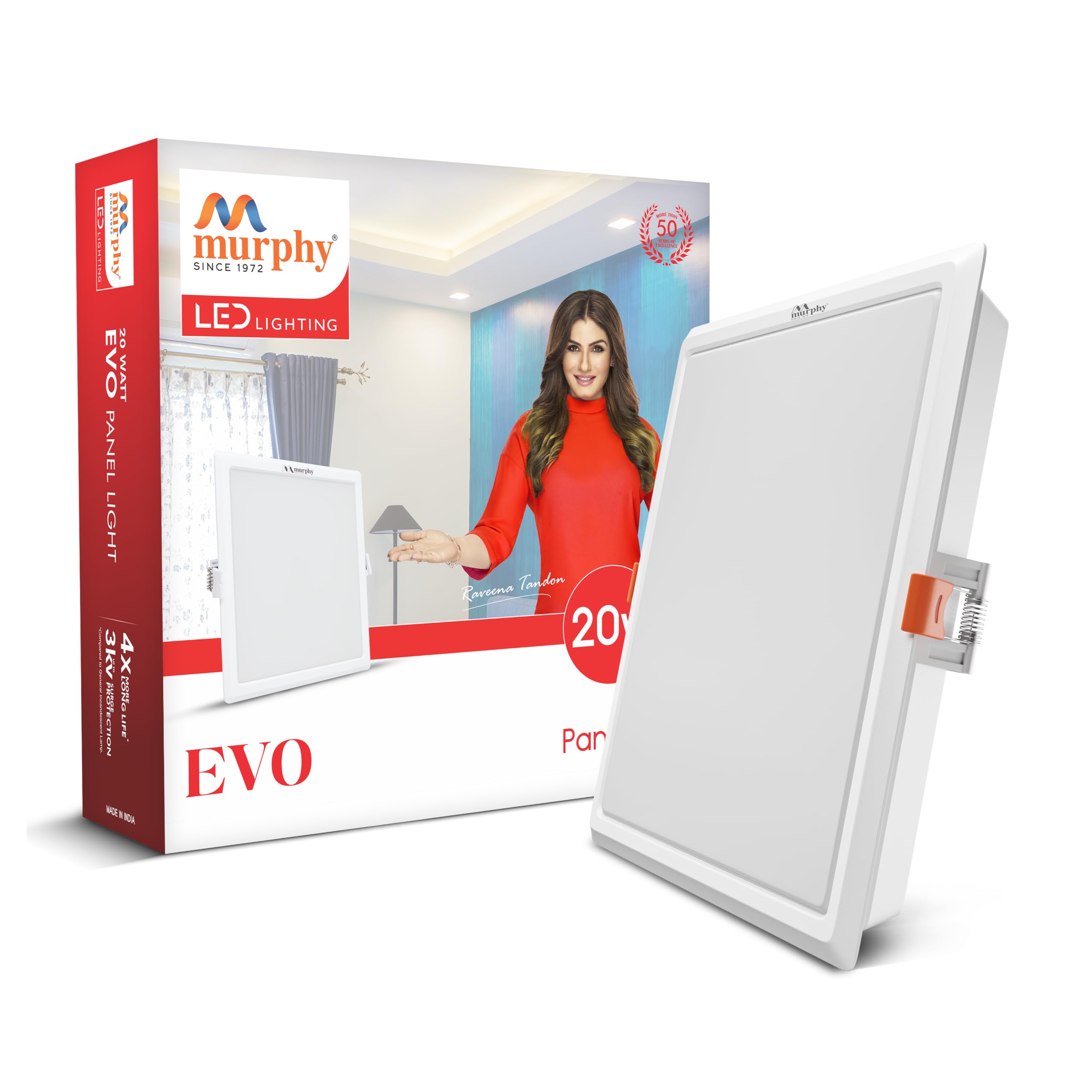 Murphy EVO 20W SQ LED Panel Light | Cool White 6500K | Recessed Ceiling Light | 2000 Lumens | 210mm Cutout | Shockproof PC Body | 4kV Surge Protection | BIS Approved |2-Year Warranty | Pack of 1-image-5