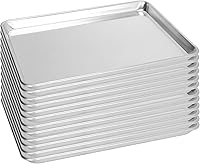 Vista 9 de Juego de 6 bandejas para hornear tamaño cuarto, bandeja para hornear de aluminio comercial para galletas, duradera y antiadherente de 13”x 10