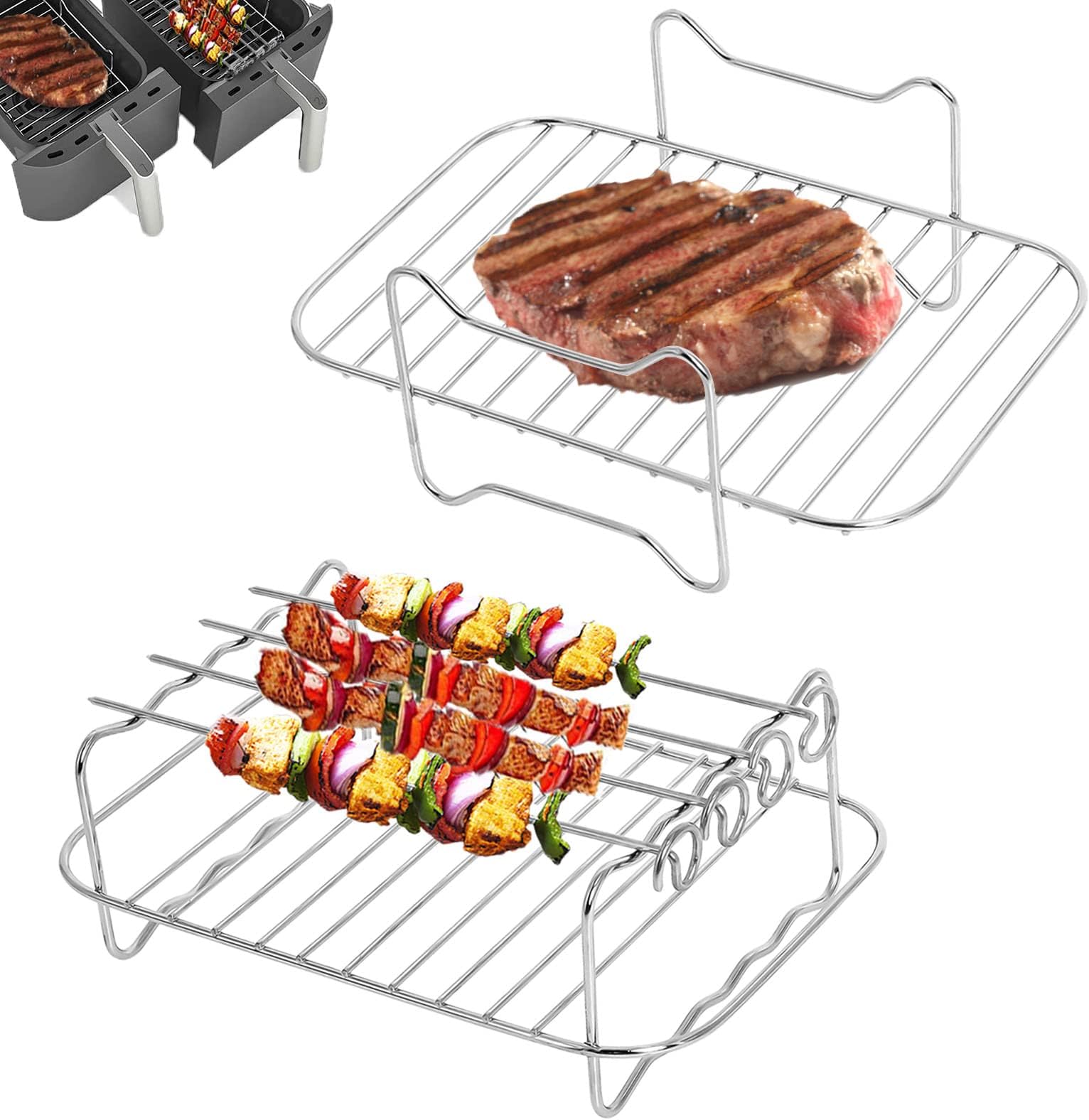 Air Fryer Rack 7Pcs Compatible with Ninja Food Dual Zone Air Fryer AF300UK AF400UK Layered