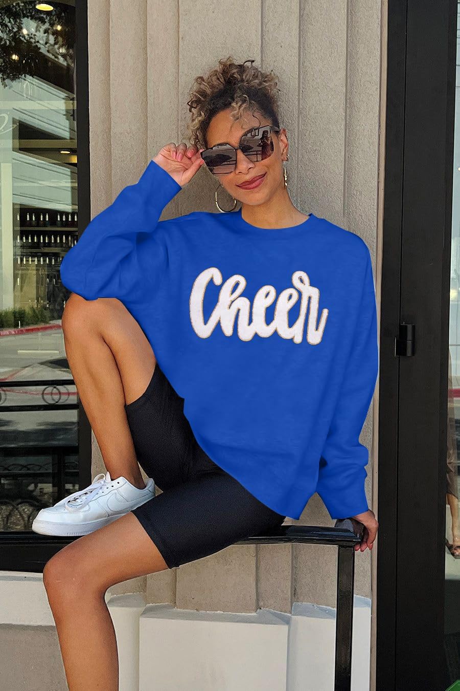 Cheer Shirt Football Mom Sweatshirt: Women Cheerleader Shirts Chenille Mama Baseball Football Soccer Game Day Tops - Image 5