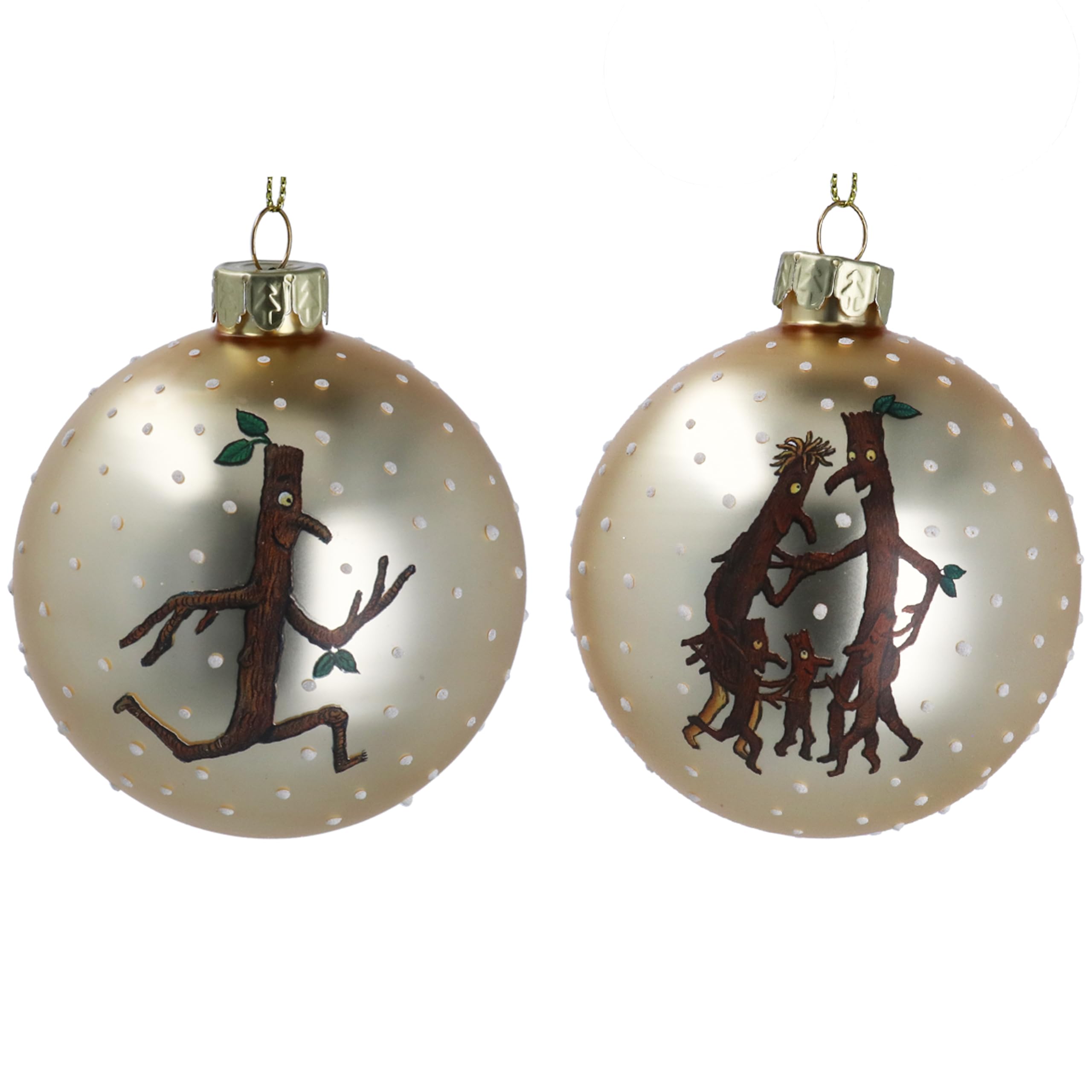 Gisela Graham Matt Gold Stick Man & Family Glass Bauble, Set of 2, 8cm