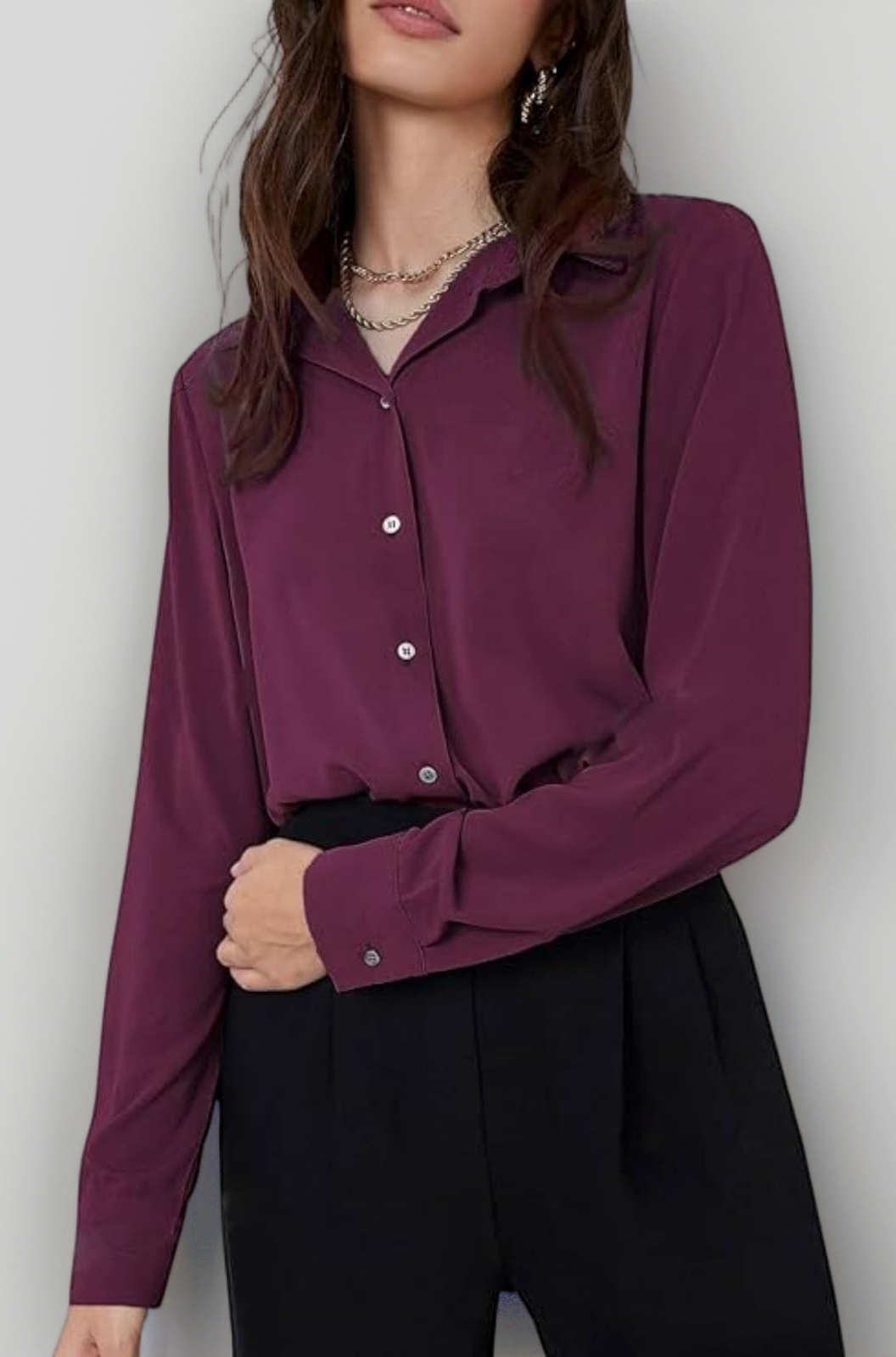 Women's Rayon Oversized Fit Crop Top Korean Style Long Sleeve Oversized Button Down| Workwear Top for Office & Casual Wear (Available in Plus Size and Combo Pack of 2)