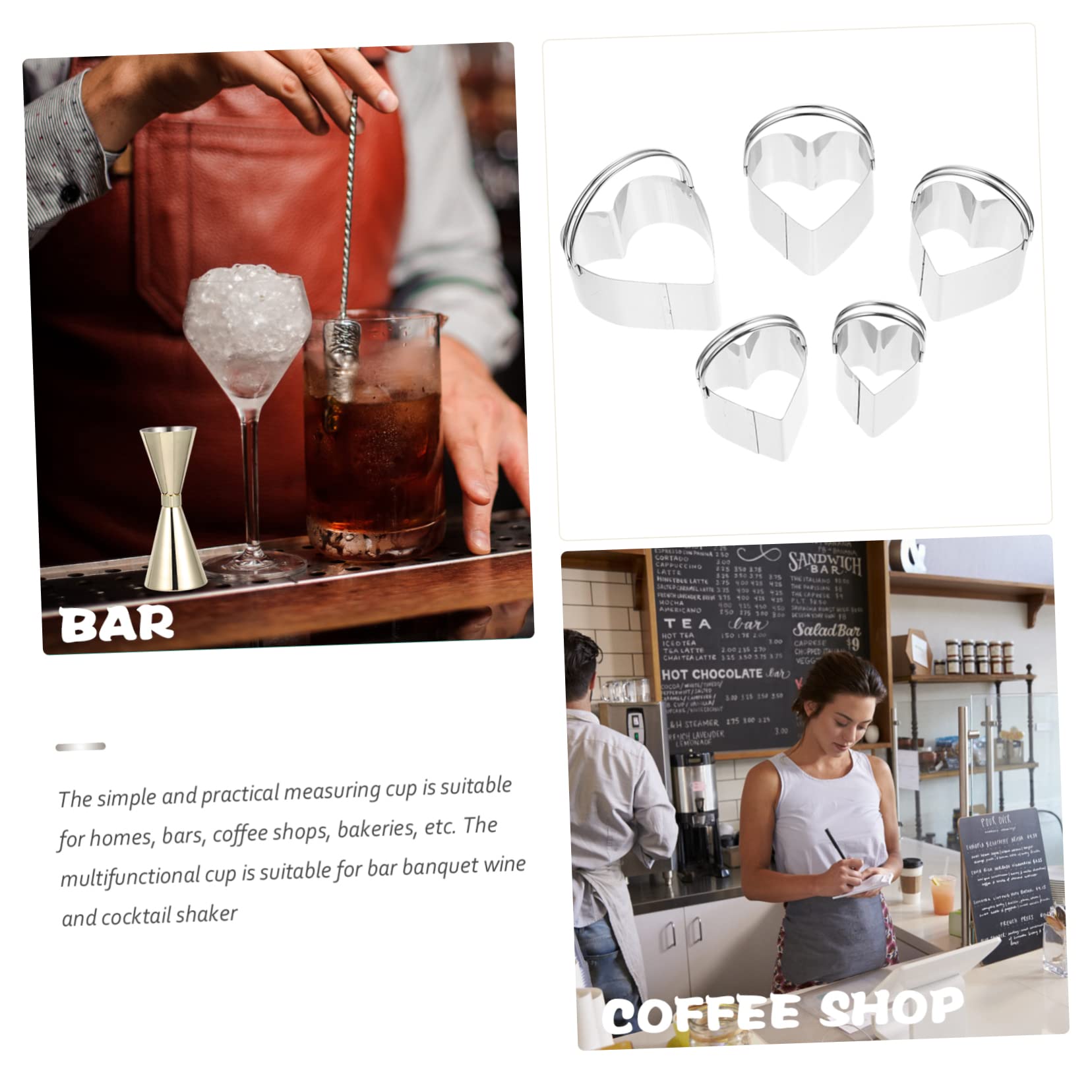 GRIRIW Stainless Steel Measuring Cup Bar Accessory Cocktail Jigger Cup Shot Glasses Measuring Ergonomic Design