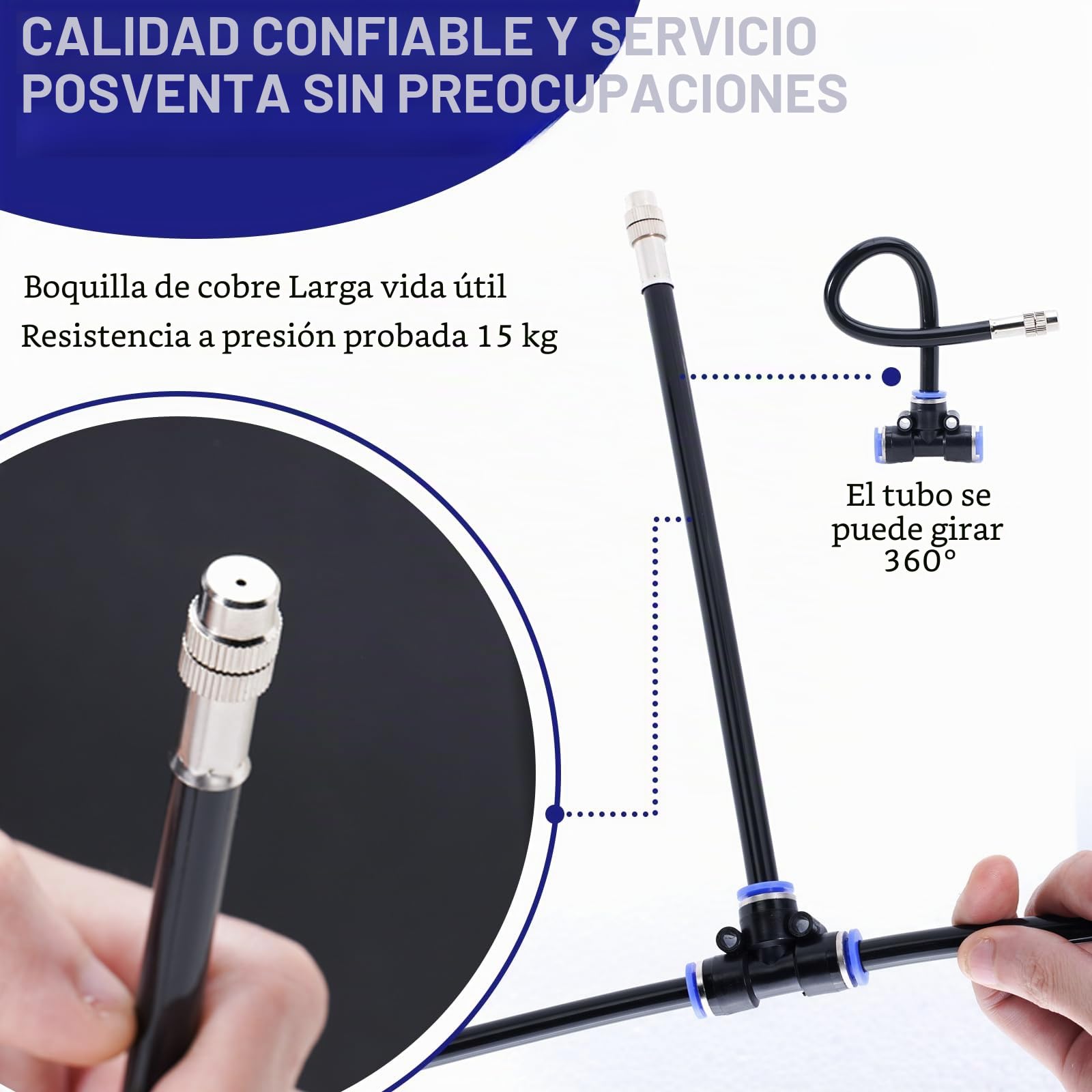Sistema de riego por niebla, 15 boquillas de pulverización de latón direccional, adaptador de 3/4 pulgadas, para riego de césped de granja y refrigeración al aire