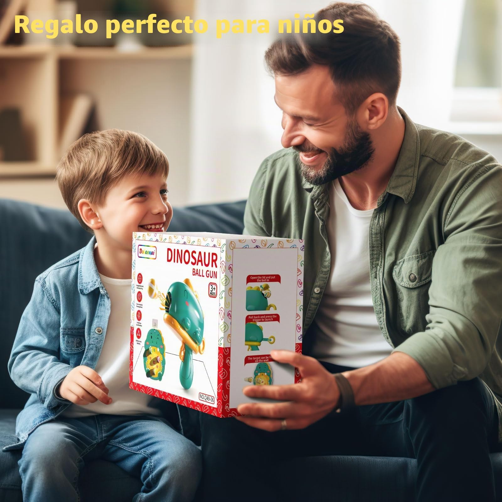 Doloowee Juego de Disparos de Pistola de Dinosaurio, con Tablero de Dardos, 12 Bolas pegajosas, Regalo de Juguete de jardín Interior y Exterior para niños y niñas de 3 4 5 años (Verde)