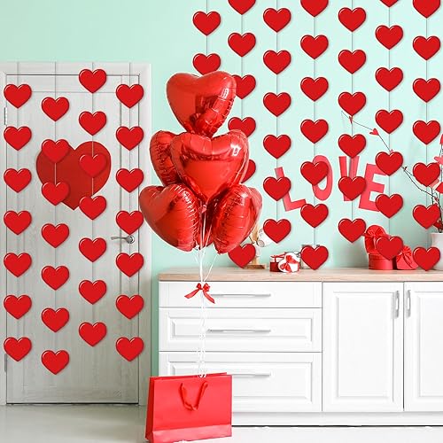 Miniatura 6 de Capoda 8 guirnaldas de papel con forma de corazón rojo para el Día de la Madre, decoración de fiesta para el Día de la Madre, cumpleaños, boda,