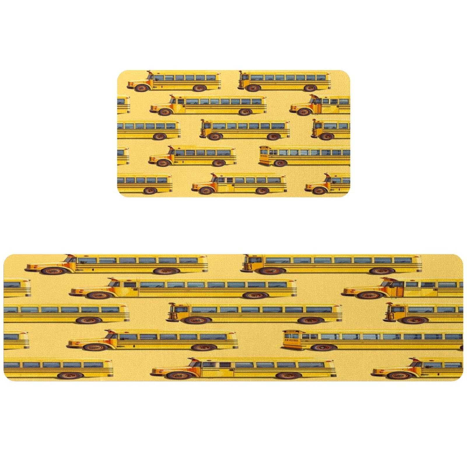 Tapis de cuisine vintage bus scolaire lavable pour éliminer les salissures du couloir