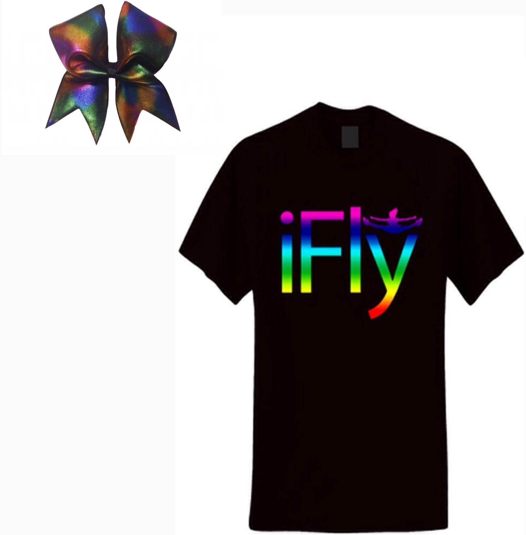 Chosen Bows Black iFly T-Shirt ComBow - Rainbow Print