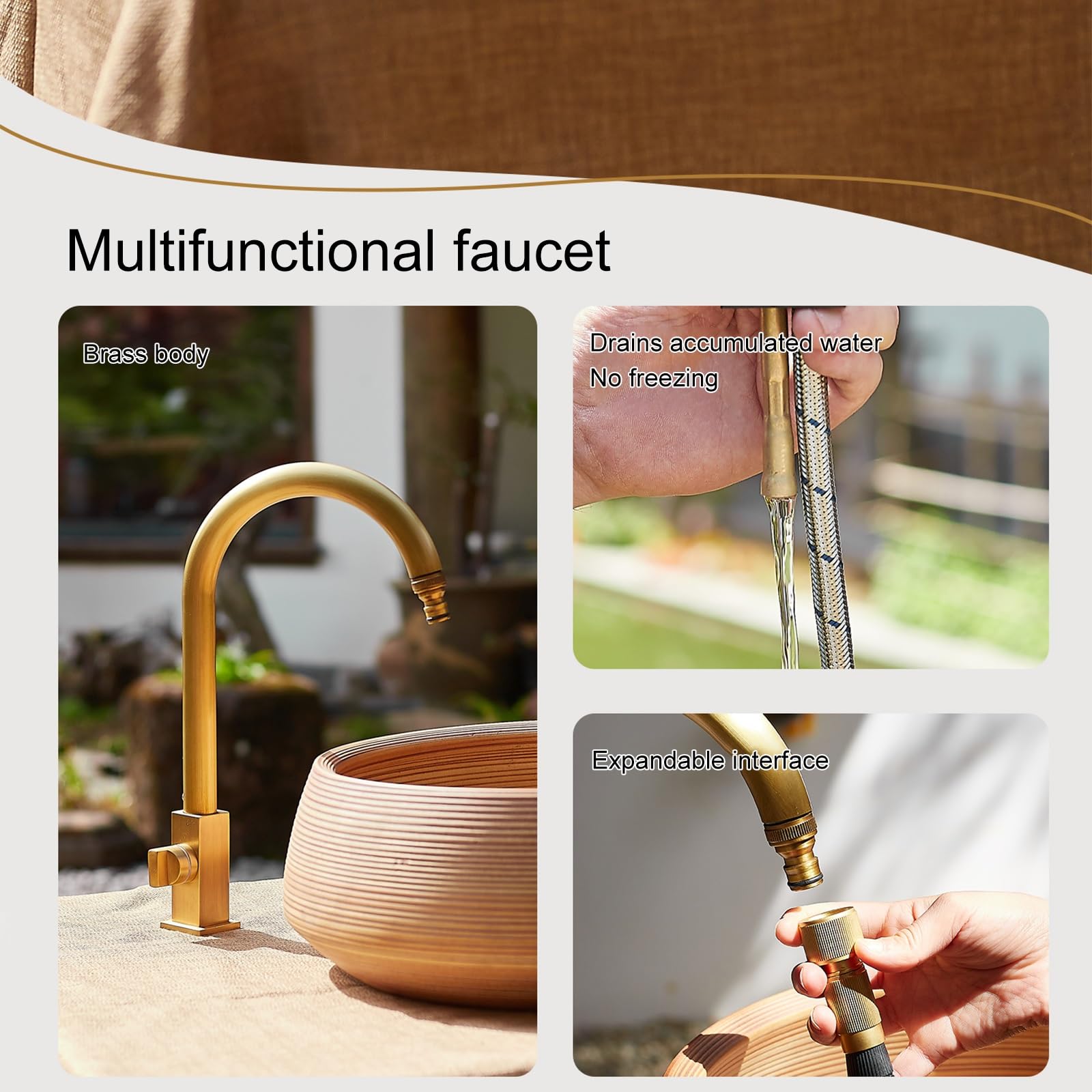 Colonna d'Acqua da Giardino autoportante con Rubinetto Tubo dell'Acqua antigelo per Esterni Idrante Verticale pour L'irrigation et L'arrosage du Jardin(Black)