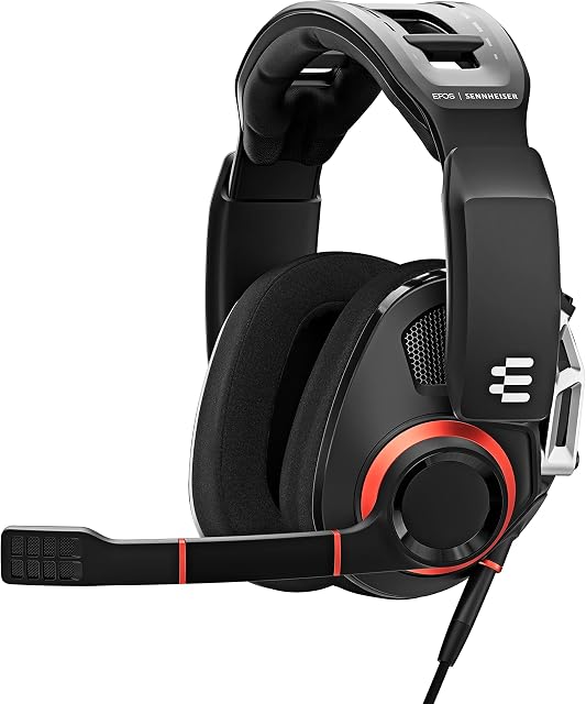 EPOS I SENNHEISER GSP 500 Wired Open Acoustic Gaming Headset, Noise-Cancelling Microphone, Adjustable Headband with Customizable Contact Pressure, Volume Control, PC + Mac + Xbox + PS4, Pro Black/Red