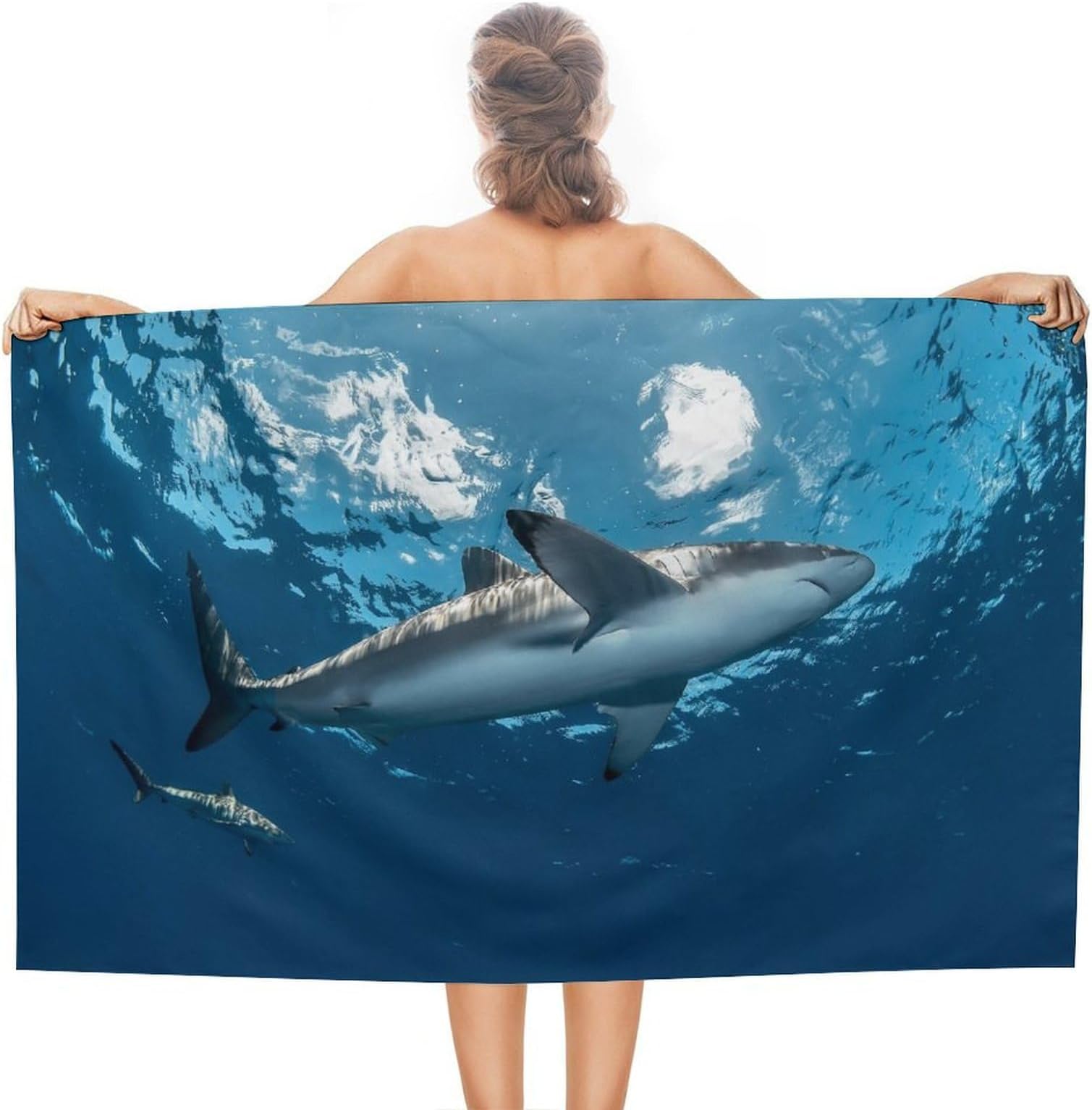 Silky-Shark Large Oversized Beach Towel Quick Dry Absorbent Lightweight Thin Bathroom Bath Pool Swim Towels Sand Free Towel, Style-6