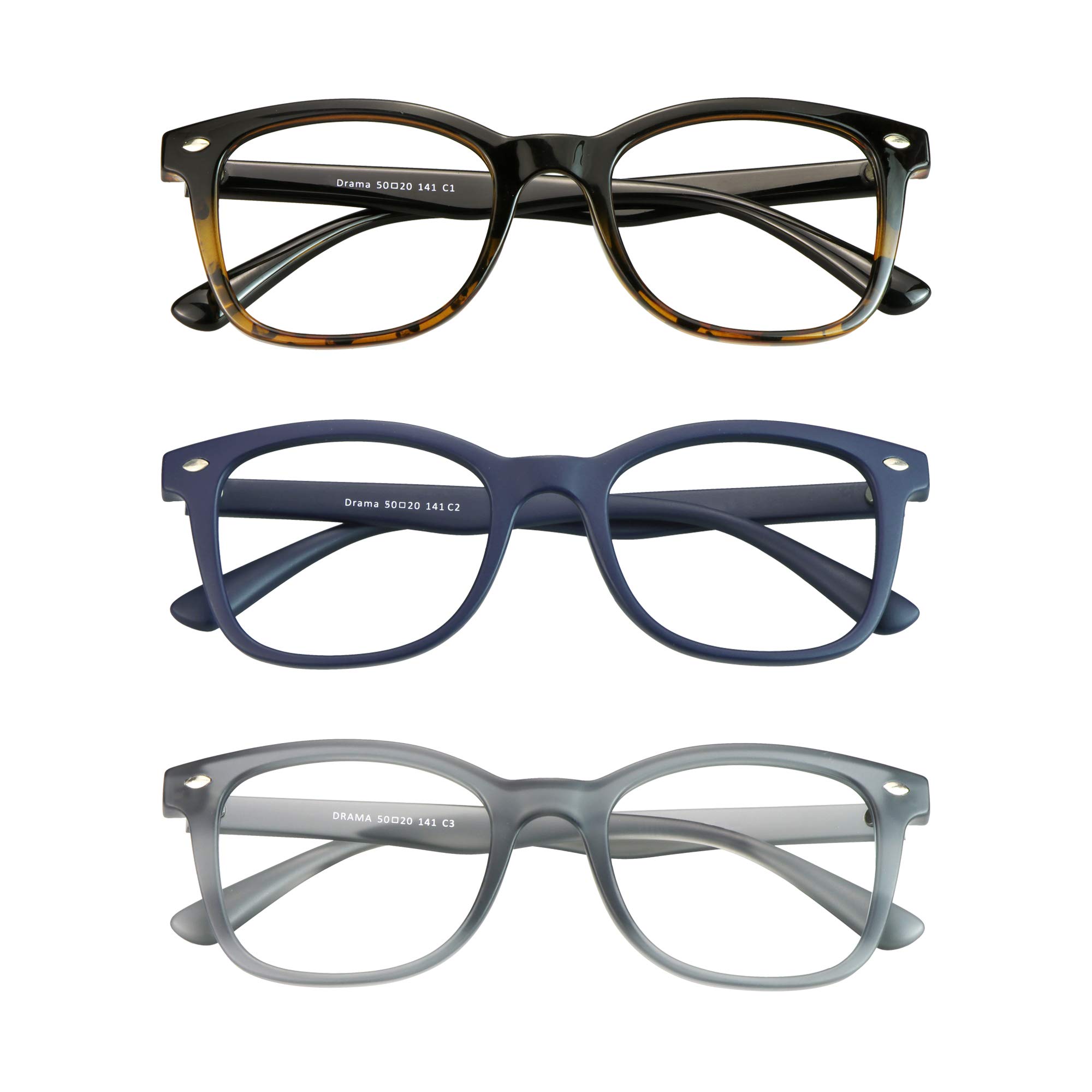 Blue Light Blocking Glasses 3 Pack Square Frame Computer Gaming Reading Glasses Men Women Anti Eyestrain