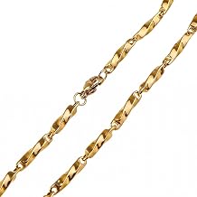 SHIYANG Men's Stainless Steel Twisted Flat Link Chain Necklace, Tarnish Resistant Corrosion Resistant Fashion Jewelry for Men, Gift for Boyfriend, Friends and Father, Classic Daily Wear Accessory