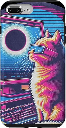 Miniatura 9 de iPhone 14 Pro Max Cat Solar Eclipse - Synthwave Retro Poster Style Case