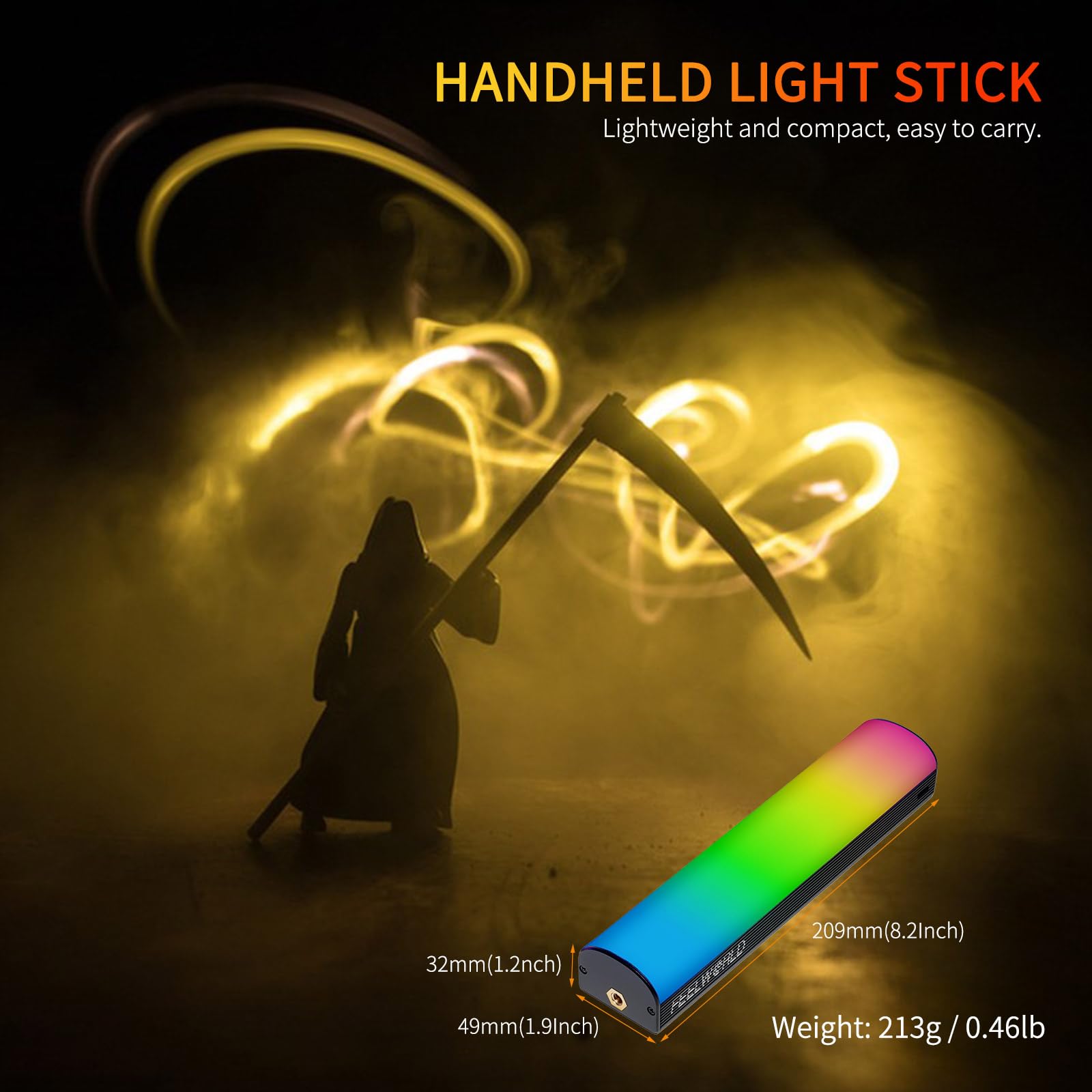 FEELWORLD MT2 Tubo de luz,360° RGB LED luz de vídeo para la fotografía, 3000mAh Recargable Mini bastón de luz para sesiones de vídeo Profesional con imanes