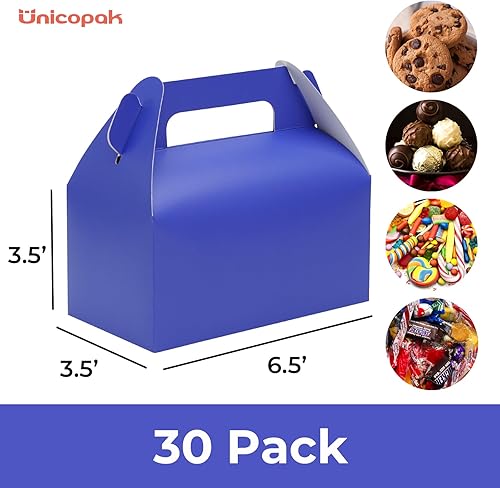 Miniatura 2 de UnicoPak Paquete de 30 Cajas de Obsequios Azul Marino con Forma de Tejado, Cajas de Bolsas de Regalos para Fiestas para Dulces, Golosinas