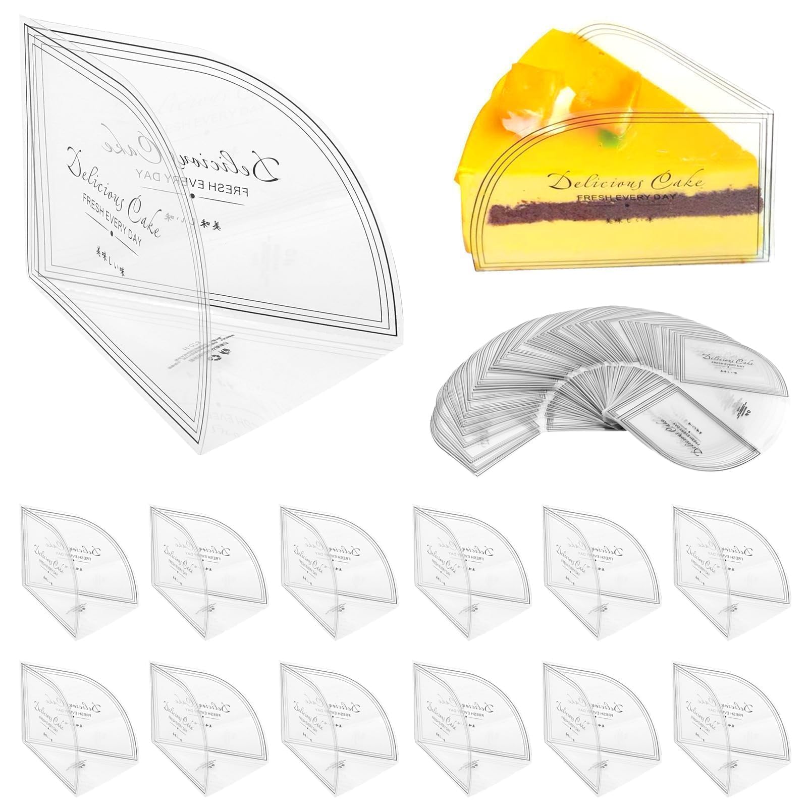 Colliers à gâteau triangulaires transparents en plastique - 100 pcs