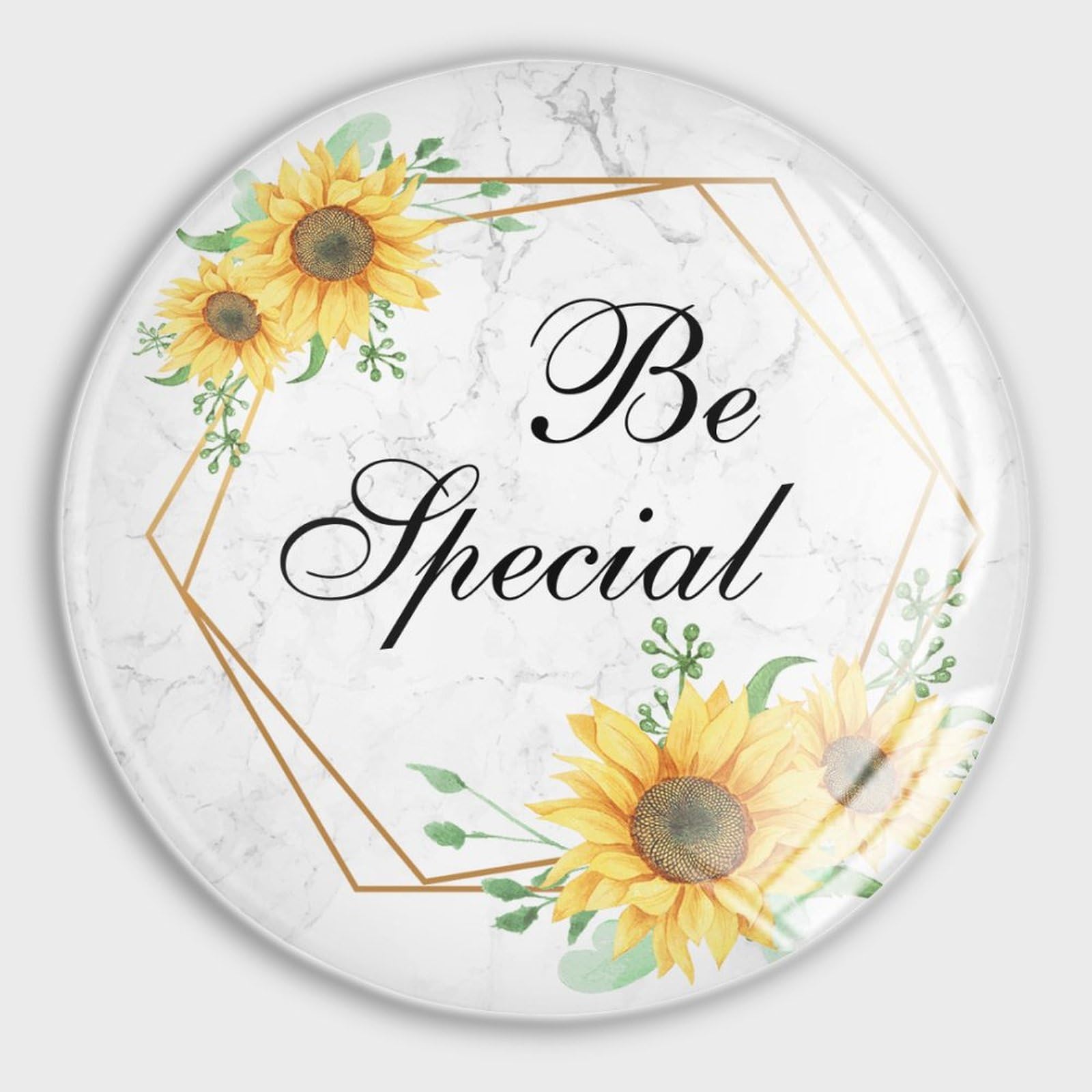 Aimants puissants de qualité supérieure en verre décor couronne florale jaune