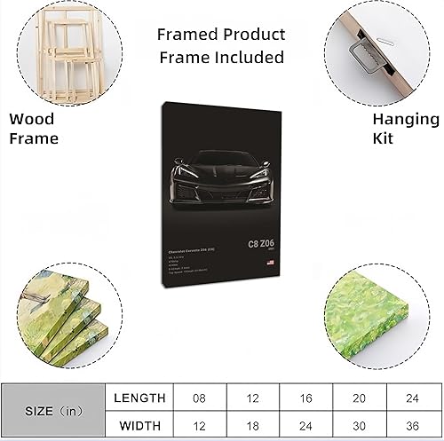 Miniatura 4 de Póster de Supercar Covette C8 Z06, pintura de pared de carreras, lienzo, pósteres de pintura de regalo de cumpleaños, impresiones para decoración de