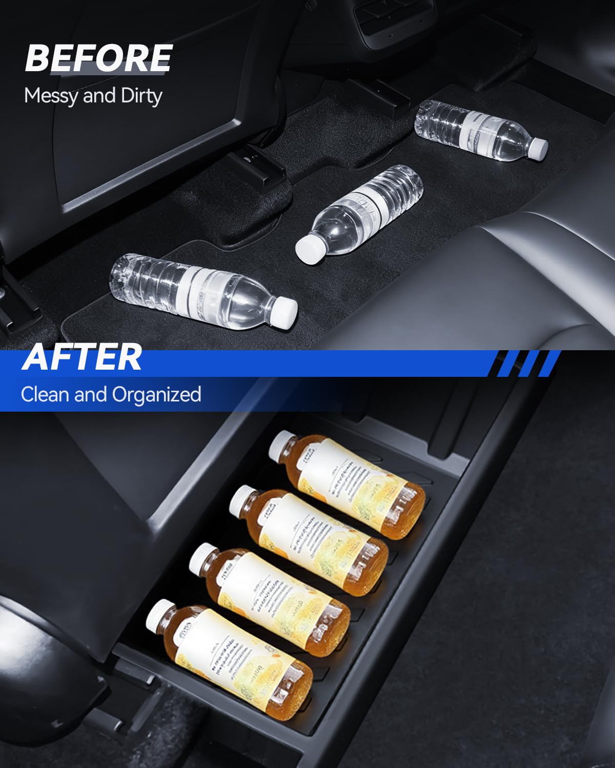 2 Pcs Sitz Organizer Box für Tesla Model Y 2023-2025 Aufbewahrungsbox unter dem Sitz hintere Sitzen verstecktes Fach Tesla Y 2025 Juniper Model Y Zubehör(TPE)
