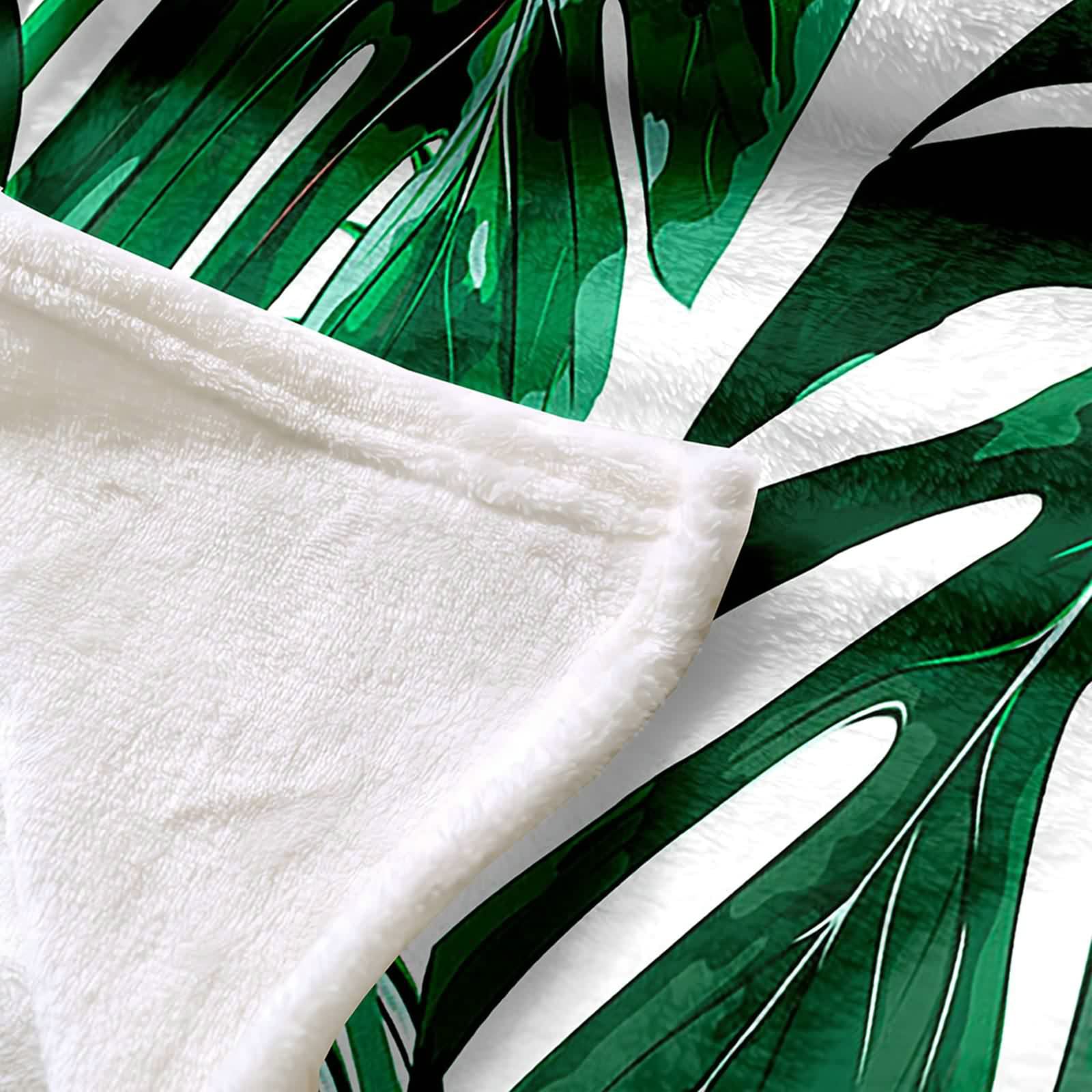 Aeici Couverture Polaire, Couverture Enfant Polaire Couverture 180x220 cm Feuilles de Bananier Couverture Canapé Cadeau pour Adultes et Enfants