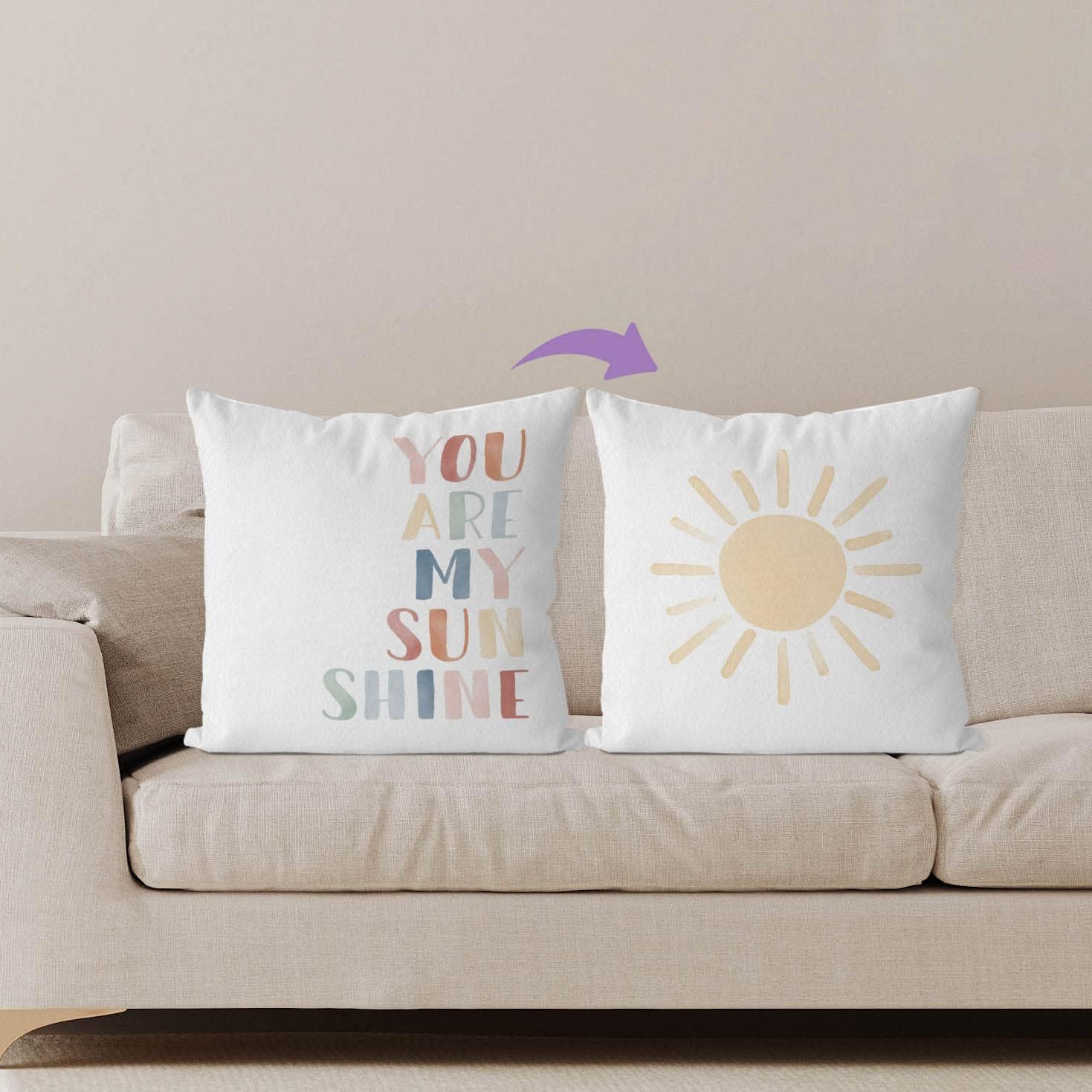 IWXYI Boho Retro Sun You are My Sunshine Reversible Throw Pillow Cover 18x18 Inch,Colorful Cushion Pillow Case Kid Room Decoration,Sunshine Sun Decorative Pillowcase for Home Playroom Nursery Decor - Image 3