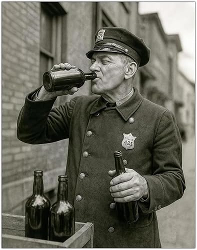 To Serve, Protect & Sample - Póster sin marco de 11 x 14 pulgadas, arte de pared de bar vintage Speakeasy, humor de policía de la era de la
