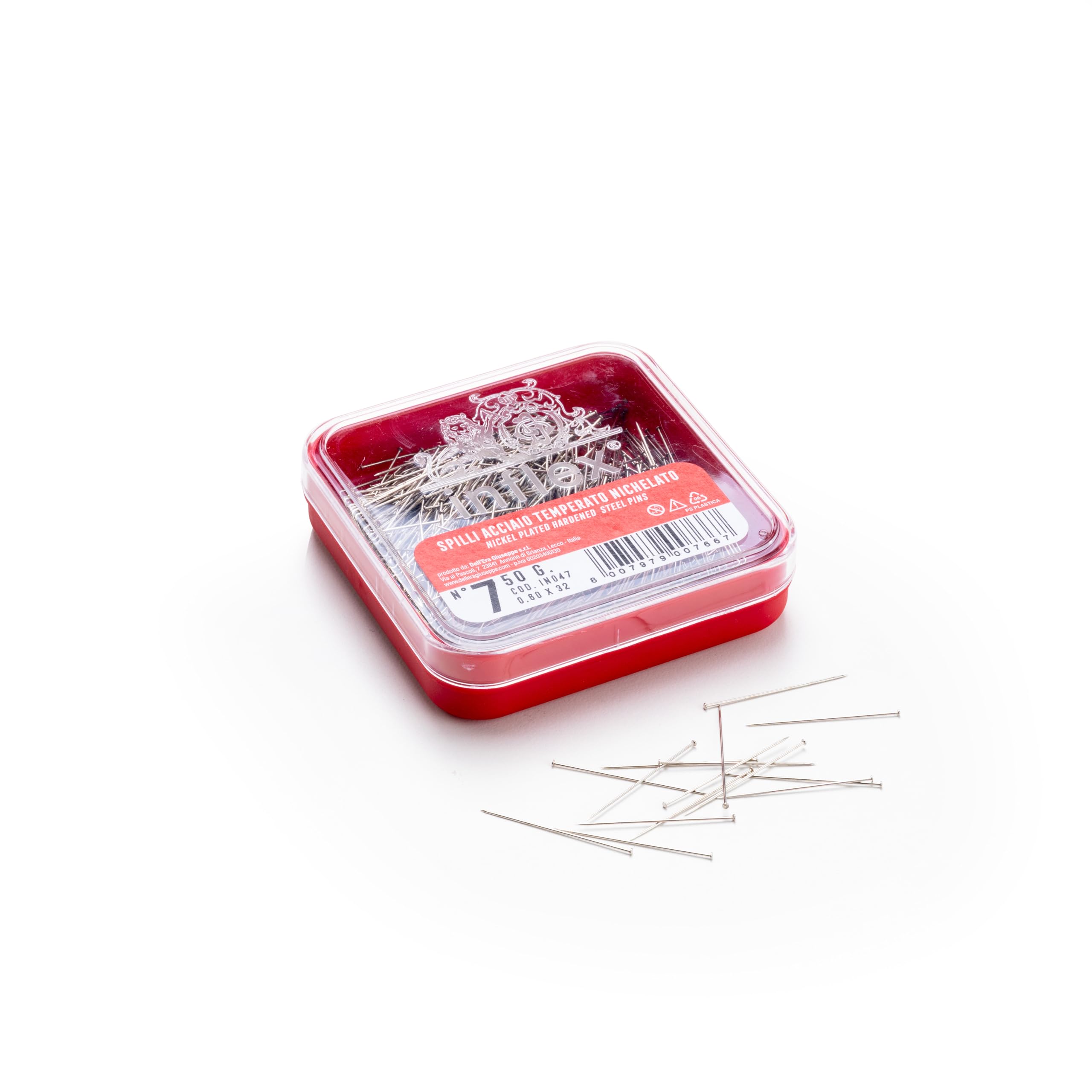 Spilli Leone In Ottone Nichelato N.6 (0.80x32mm) - Scatola Da 250gr, Made In Italy Per Confezione Camicie - Foto 4