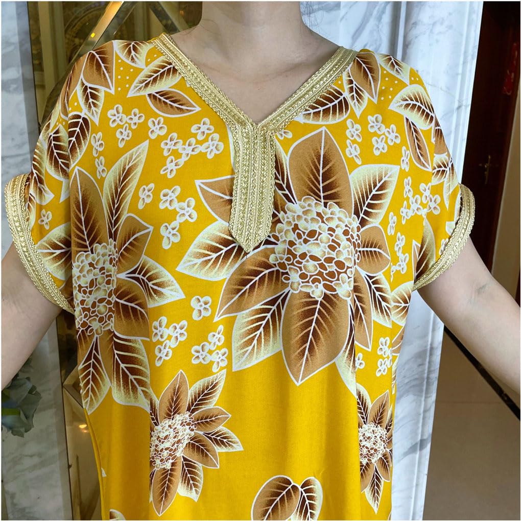 Abito Estivo da Donna A Maniche Corte con Sciarpe sotto Il Vestito Maxi Abito Africano Dashiki Abito da Donna Caftano Sciolto