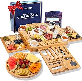 Charcuterie Boards Set – Large Bamboo Cheese Board & Platter with Charcuterie Accessories, Housewarming Gifts for New Home, Bridal Shower, New House Gift