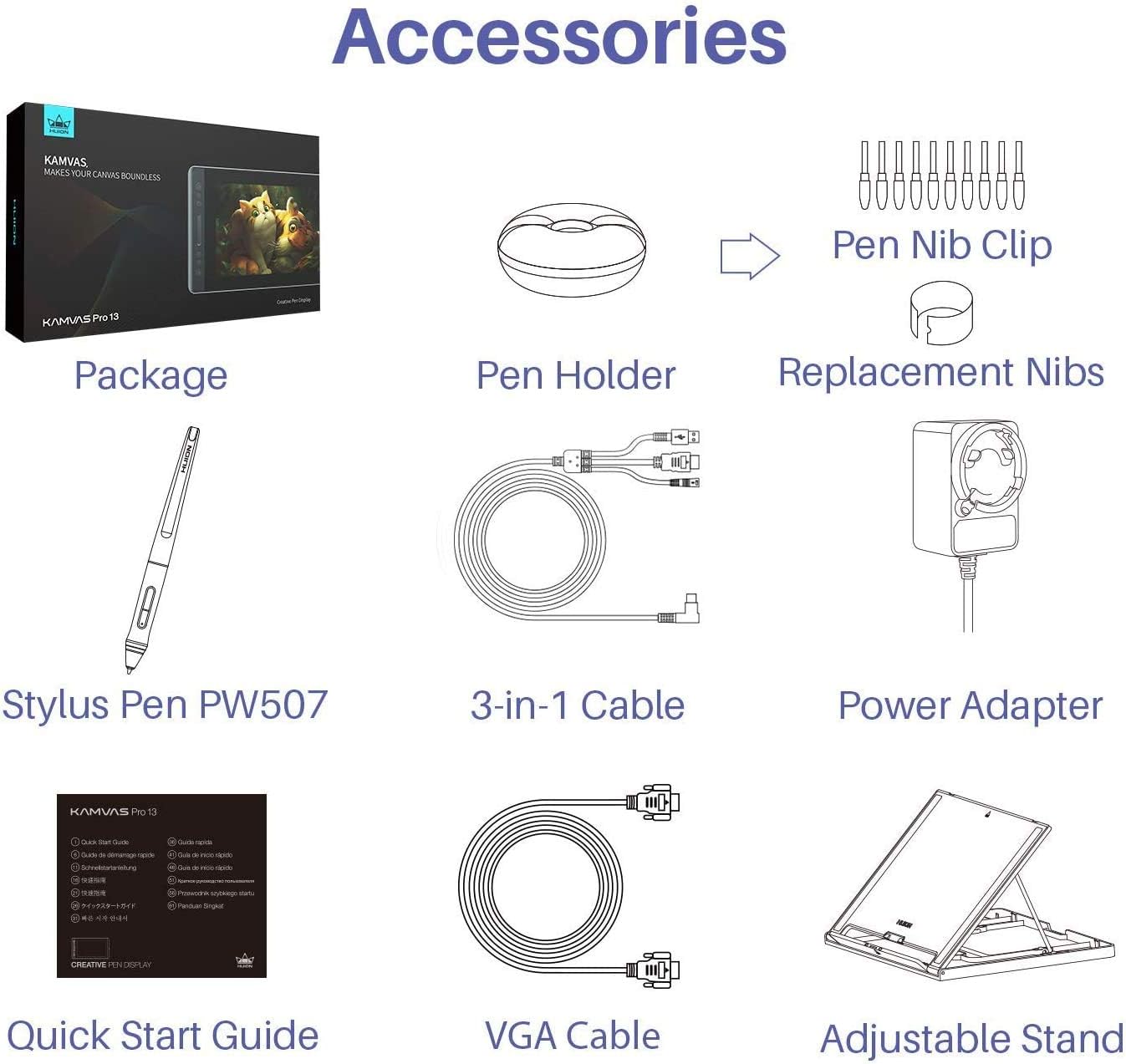 Best Quality 🔥 HUION KAMVAS Pro 13 Graphic Drawing Tablet with Screen Full-Laminated Drawing Monitor with Battery-Free Stylus Tilt 8192 Levels Pressure 4 Hot Keys Touch Bar-13.3 inch Pen Display with Stand