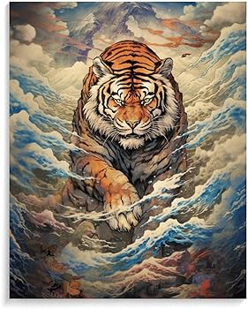 油絵　「虎」サイズ:F6 油絵 「虎」サイズ:F6 虎アクリル画 F6 サイズ 大額オンライン