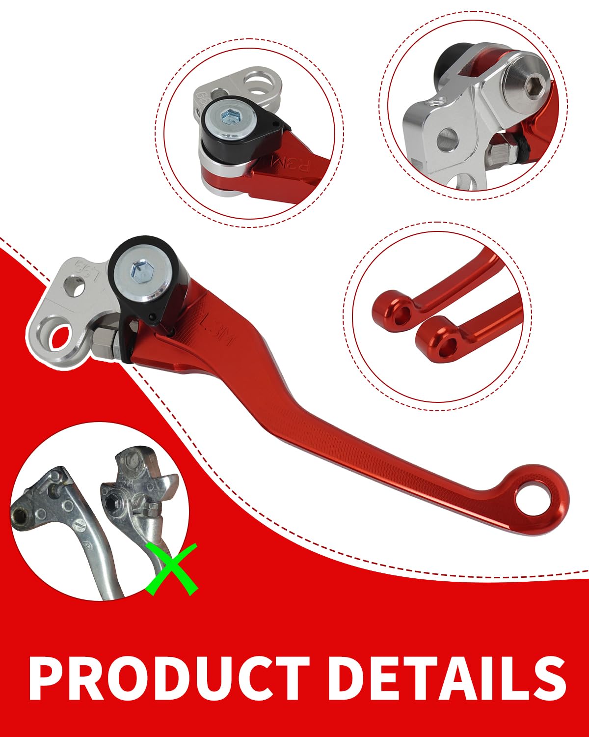 JFG RACING Leve del freno per Surron Light Bee, leva della frizione pieghevole e regolabile, ricambio per bici da cross elettrica Sur Ron Light Bee X/Light Bee S/X160/X260-rosso