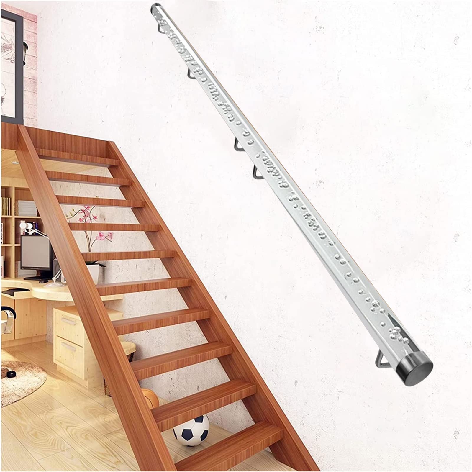 Lxlzyxsf Girls Silver Fittings Clear Crystal's Acrylic Staircase Handrail, Wall-Mount Anti-Slip Indoor Outdoor Steps Corridor Banister For Elderly Children Disabled Person (Color : Size : 5.2Ft/1.6M)